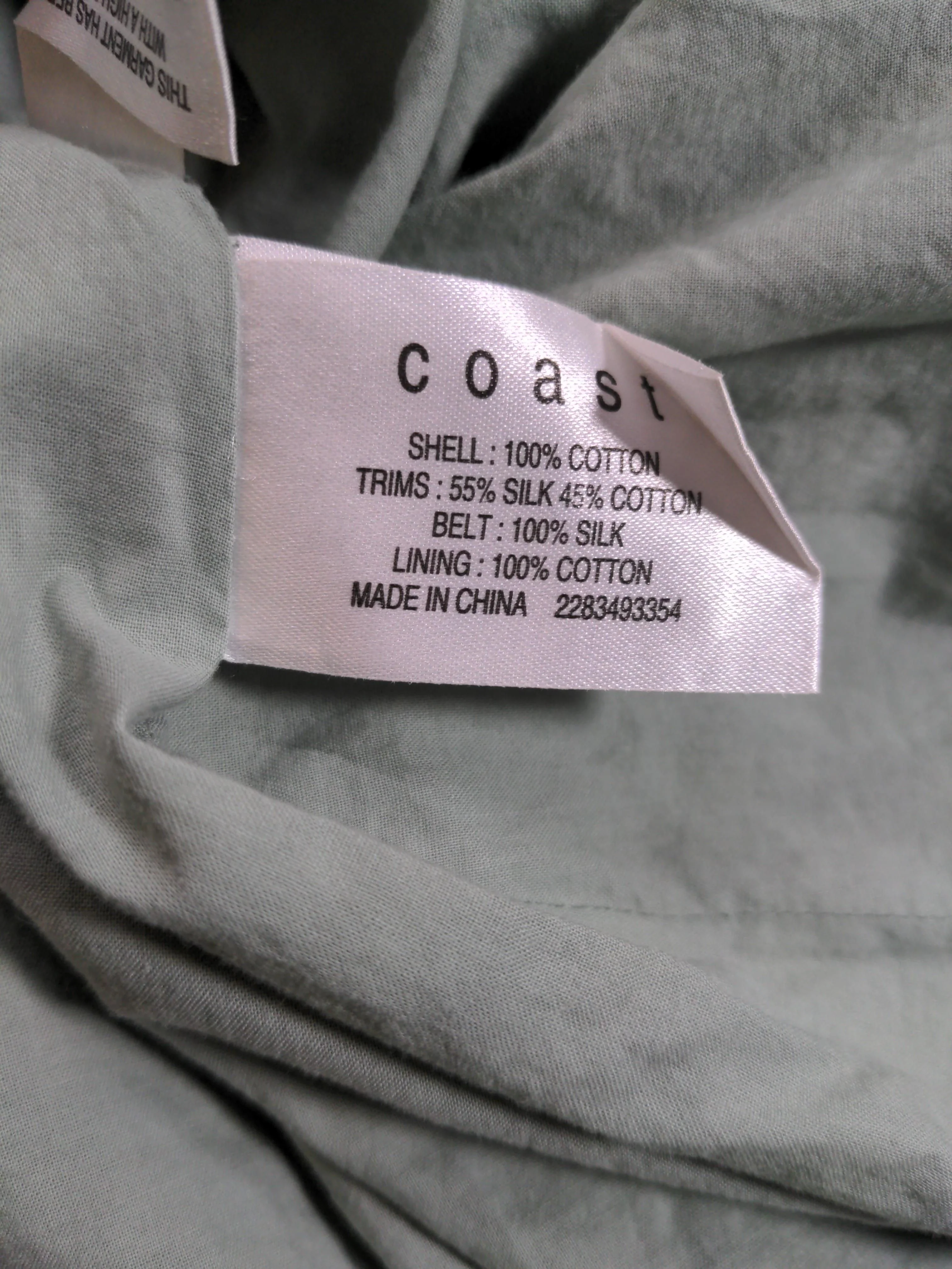 Coast Women's Midi Skirt UK 10 Green Cotton with Silk Midi Pleated - Image 7