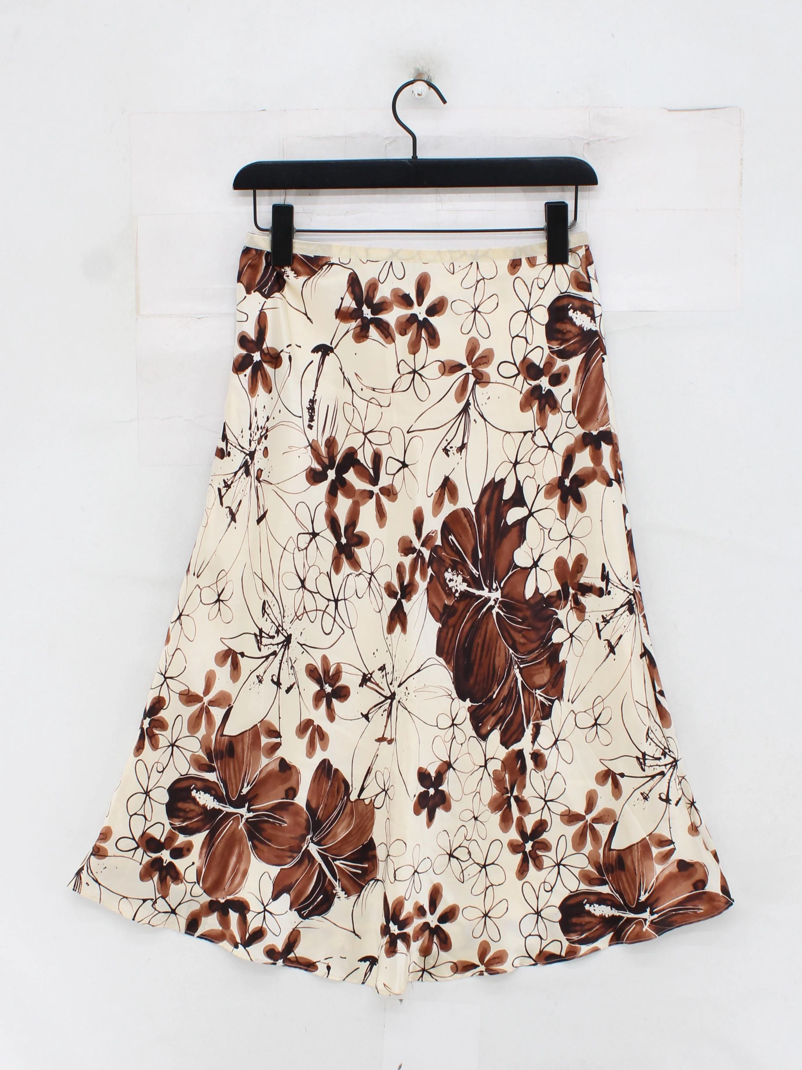 Coast Women's Midi Skirt UK 8 Cream Floral Silk with Acetate Midi A-Line - Image 2