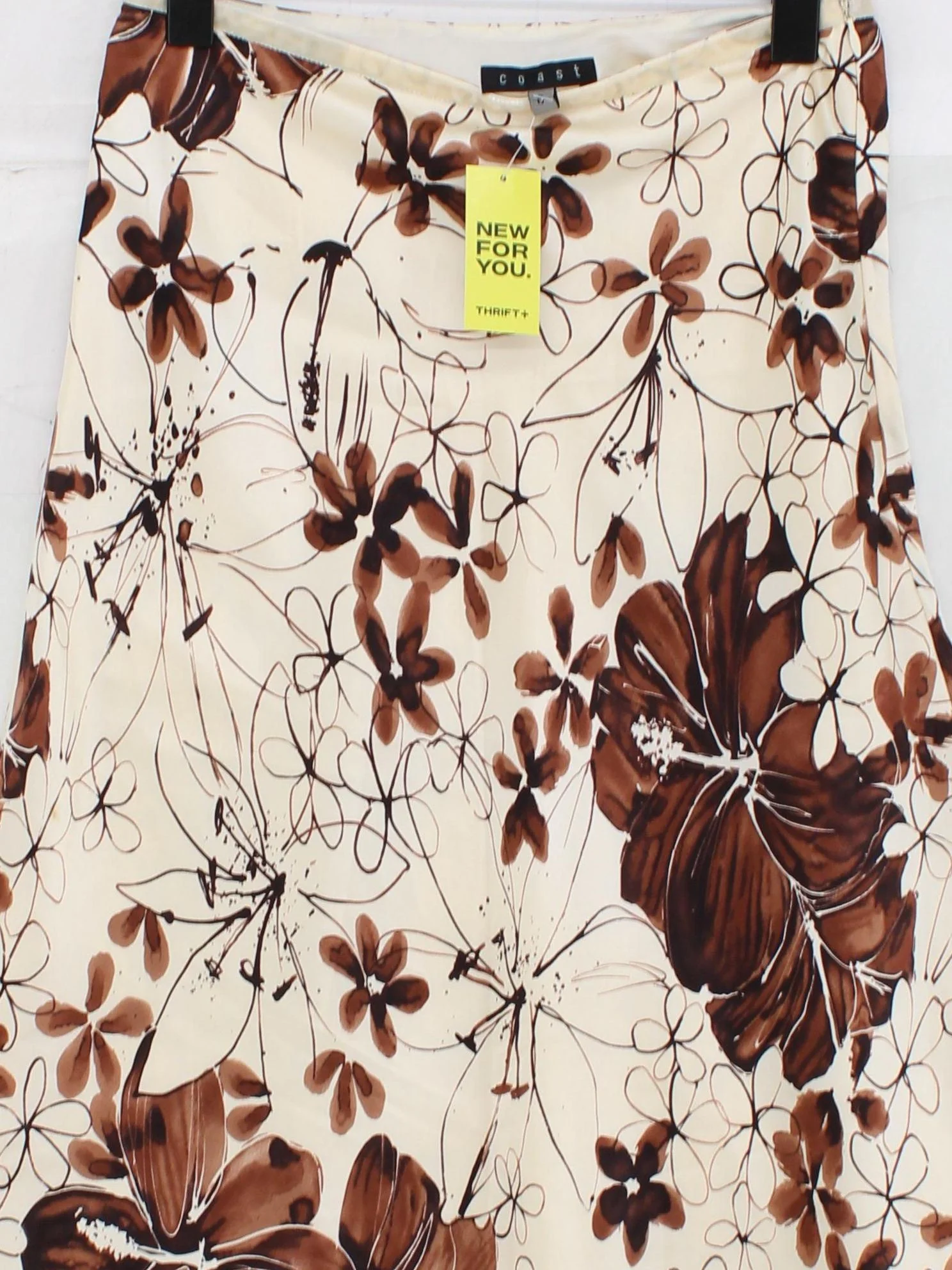 Coast Women's Midi Skirt UK 8 Cream Floral Silk with Acetate Midi A-Line - Image 3