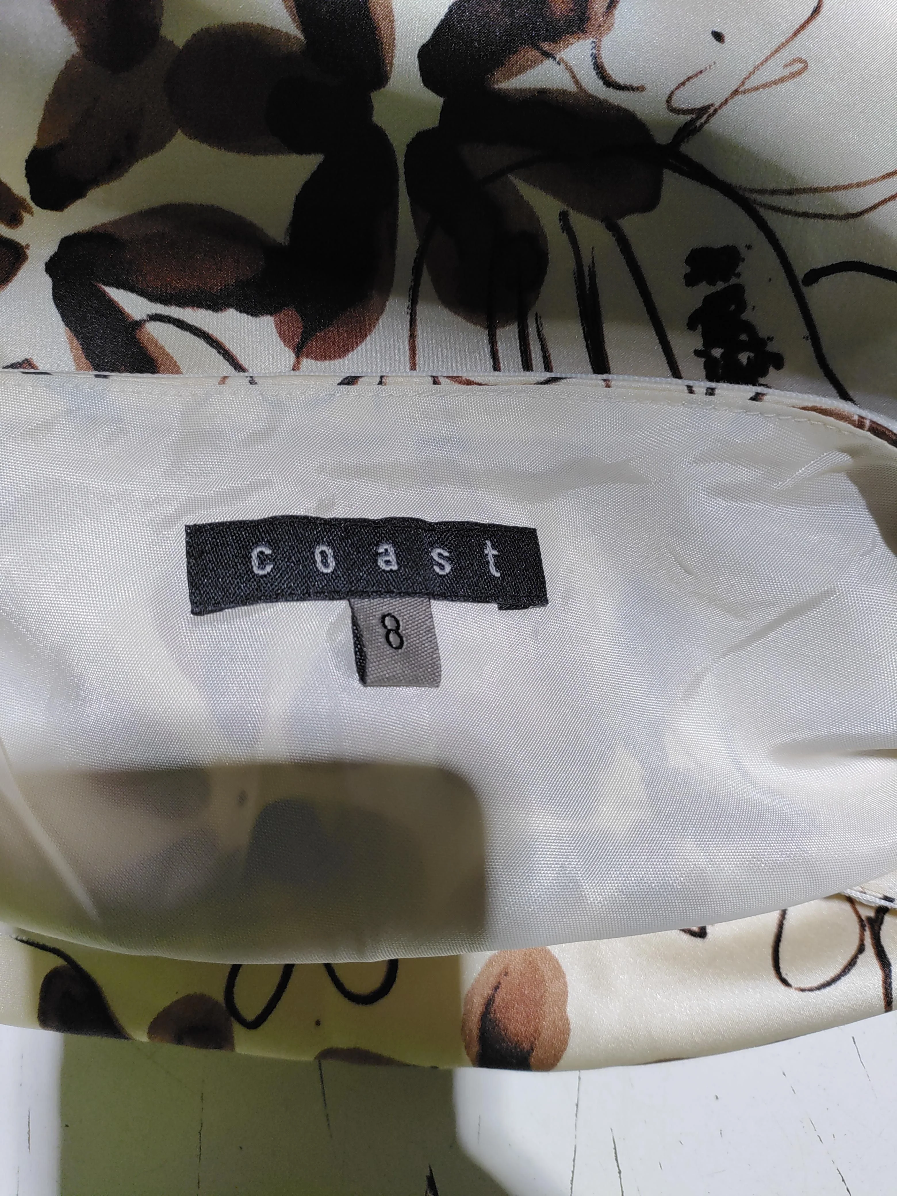 Coast Women's Midi Skirt UK 8 Cream Floral Silk with Acetate Midi A-Line - Image 5