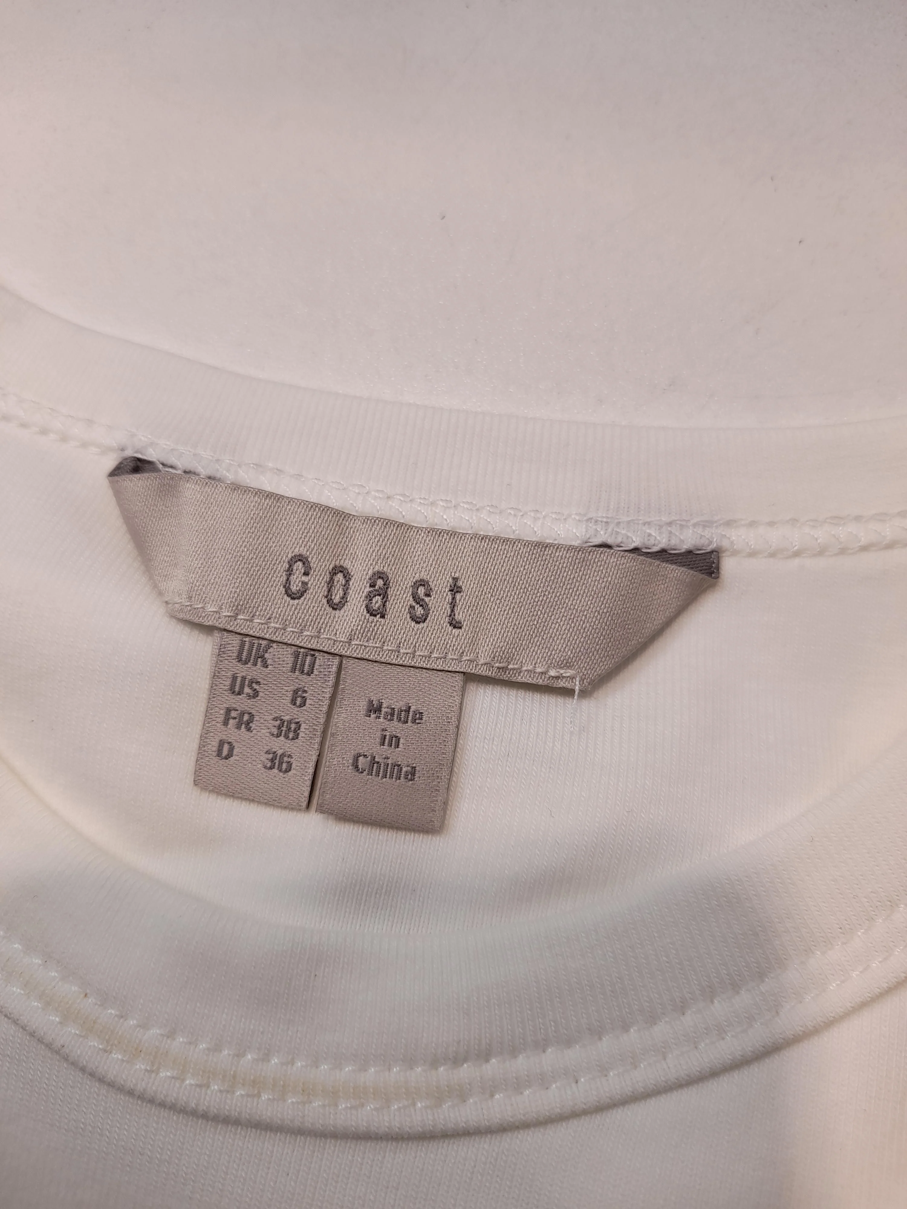 Coast Women's T-Shirt UK 10 White Cotton with Elastane Basic - Image 6
