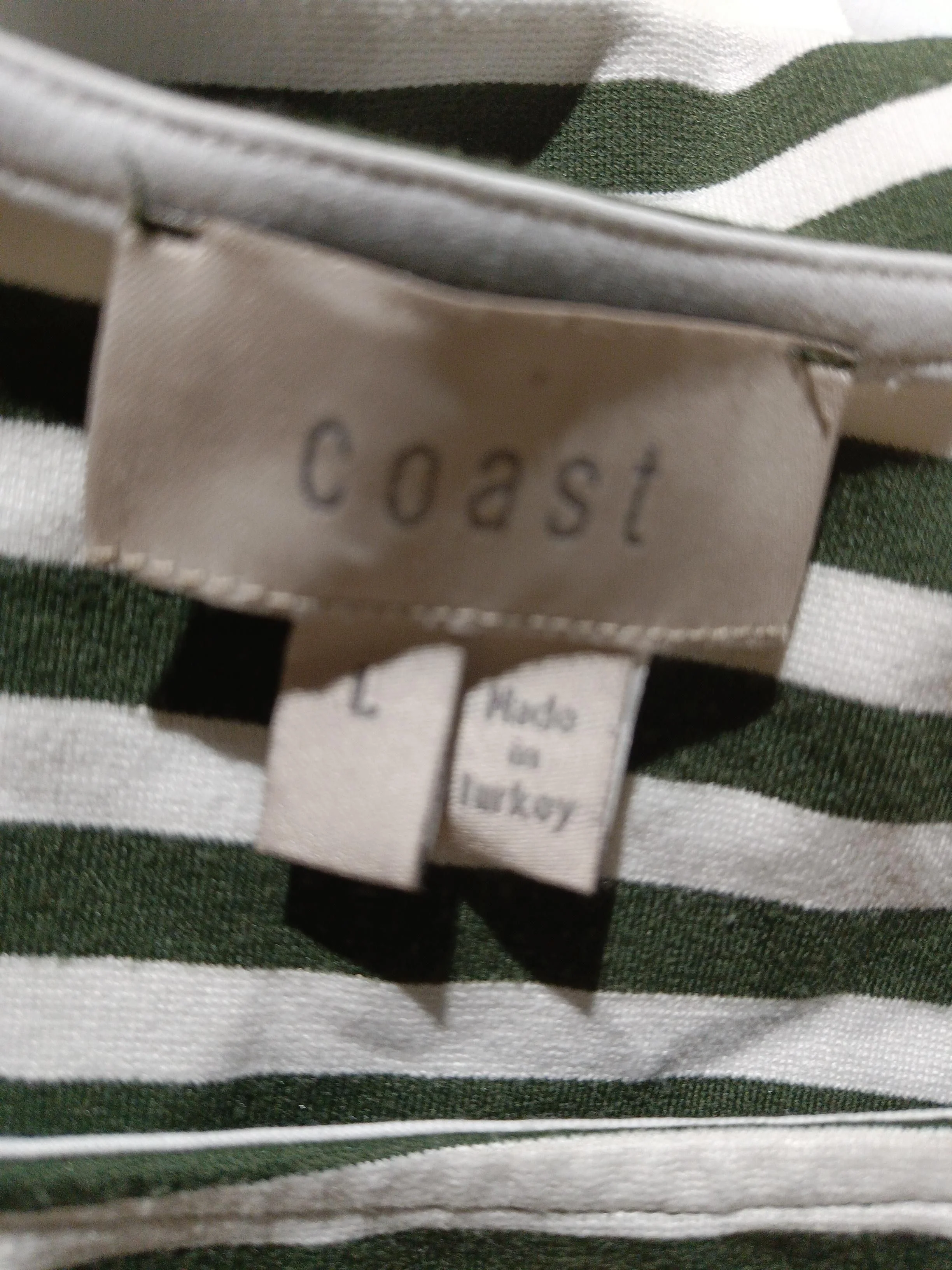 Coast Women's Top L Green Striped 100% Other Long Sleeve Round Neck Jersey - Image 6