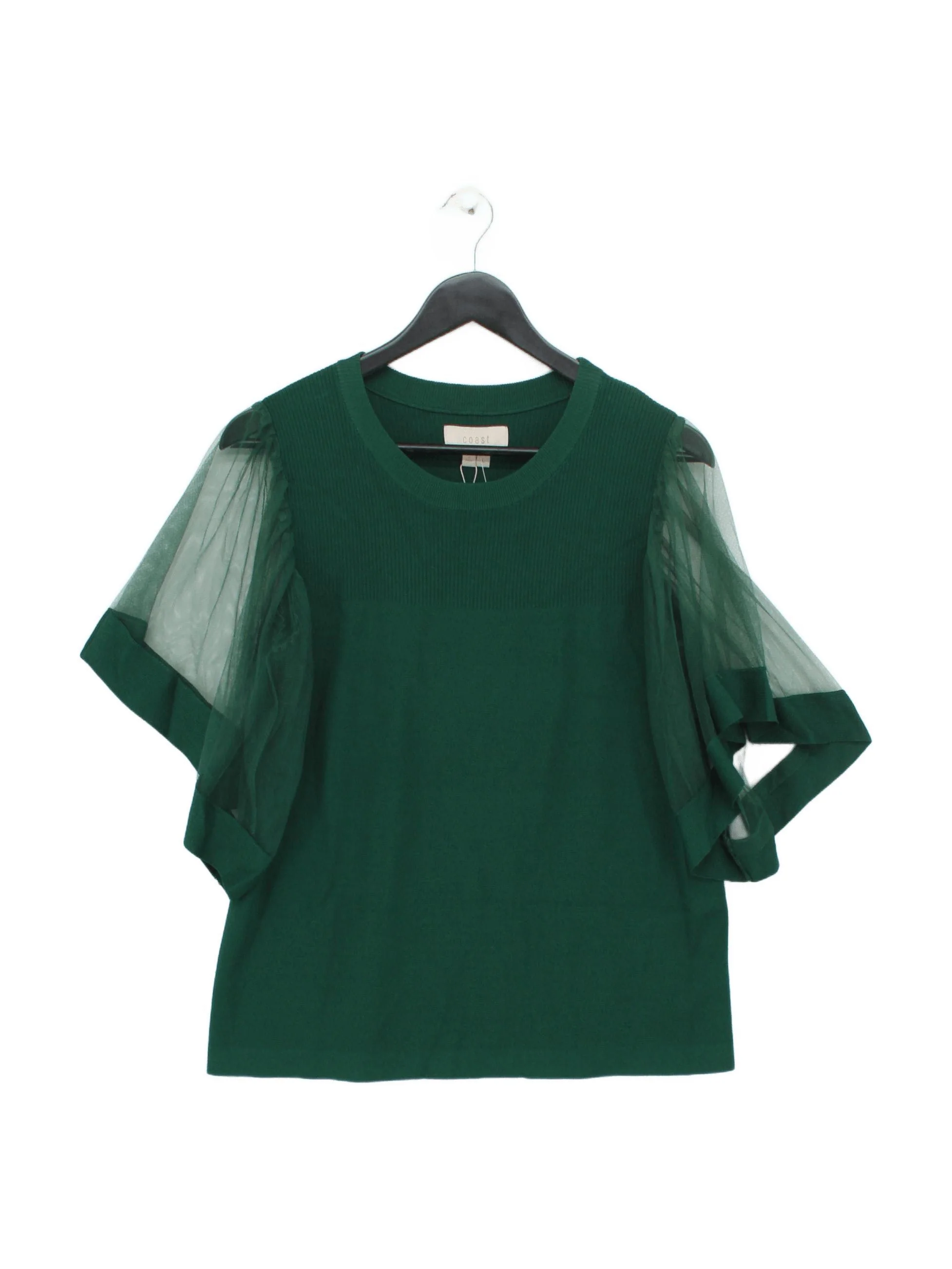Coast Women's Top L Green Viscose with Polyamide Short Sleeve Round Neck Basic