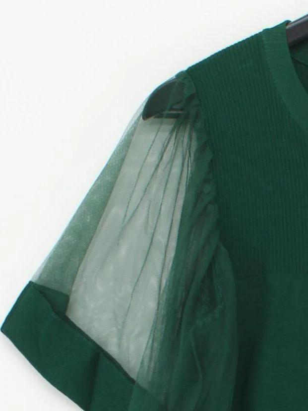 Coast Women's Top L Green Viscose with Polyamide Short Sleeve Round Neck Basic - Image 4