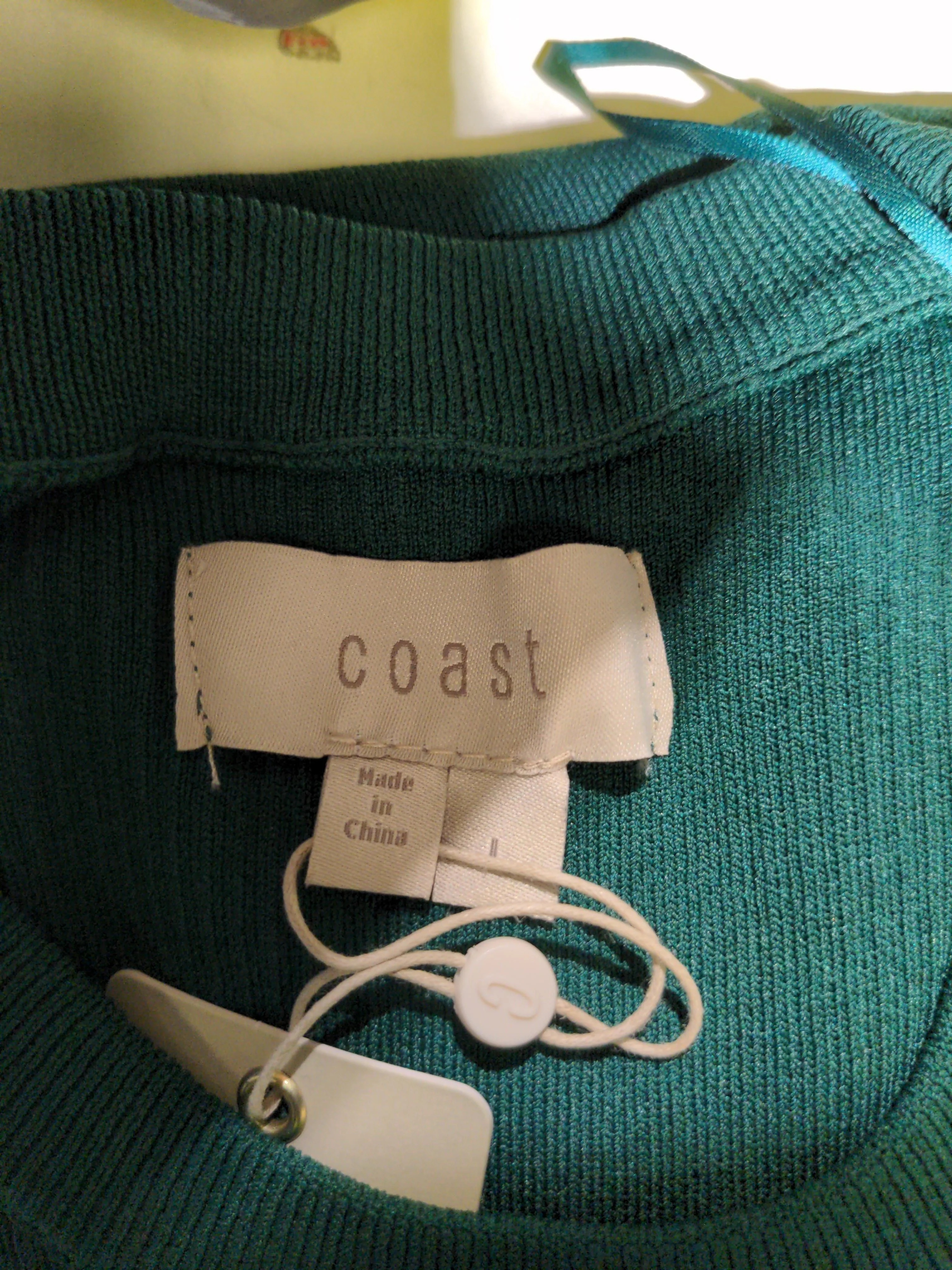 Coast Women's Top L Green Viscose with Polyamide Short Sleeve Round Neck Basic - Image 5