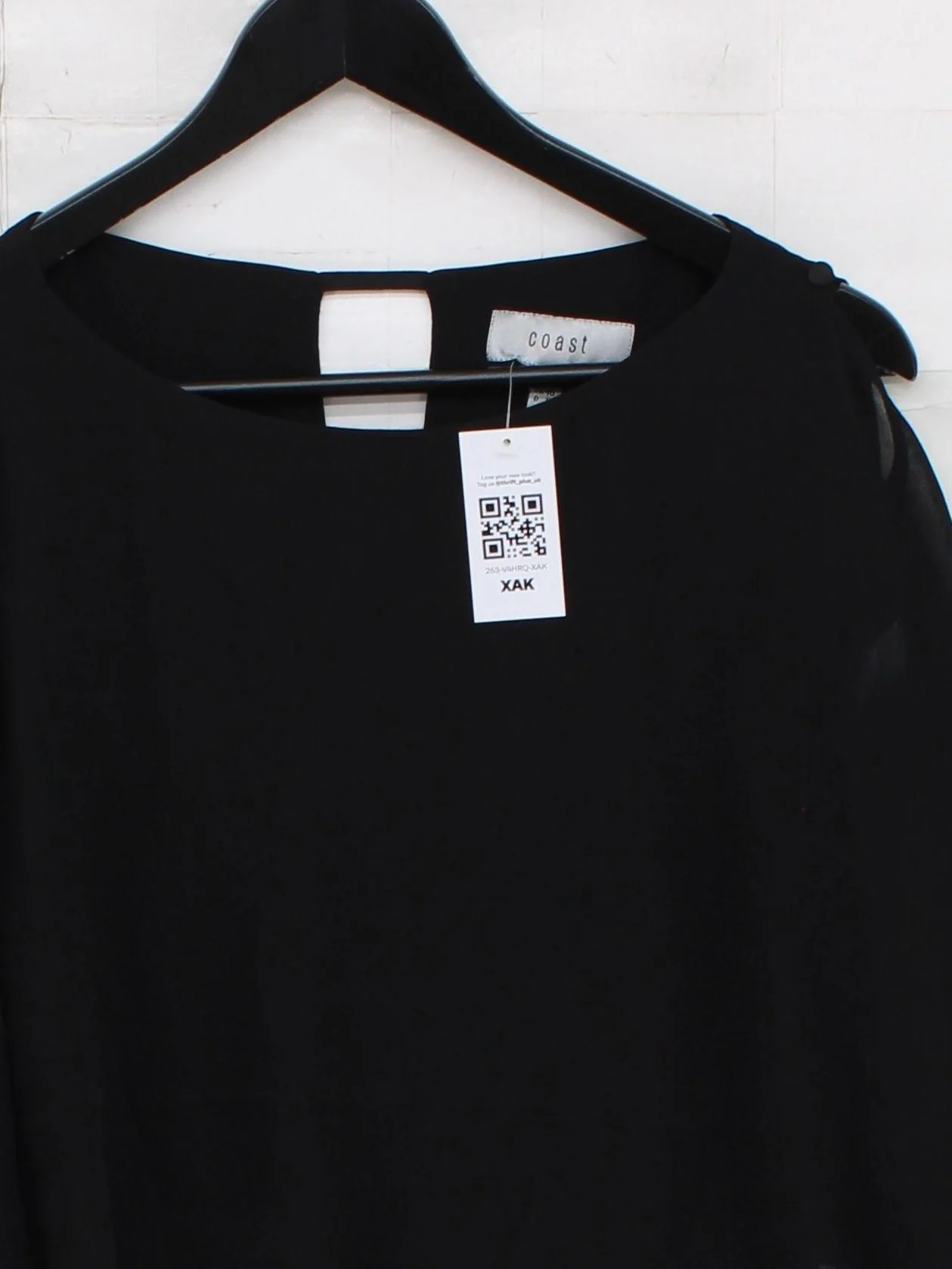 Coast Women's Top M Black 100% Other Long Sleeve Round Neck Basic - Image 3