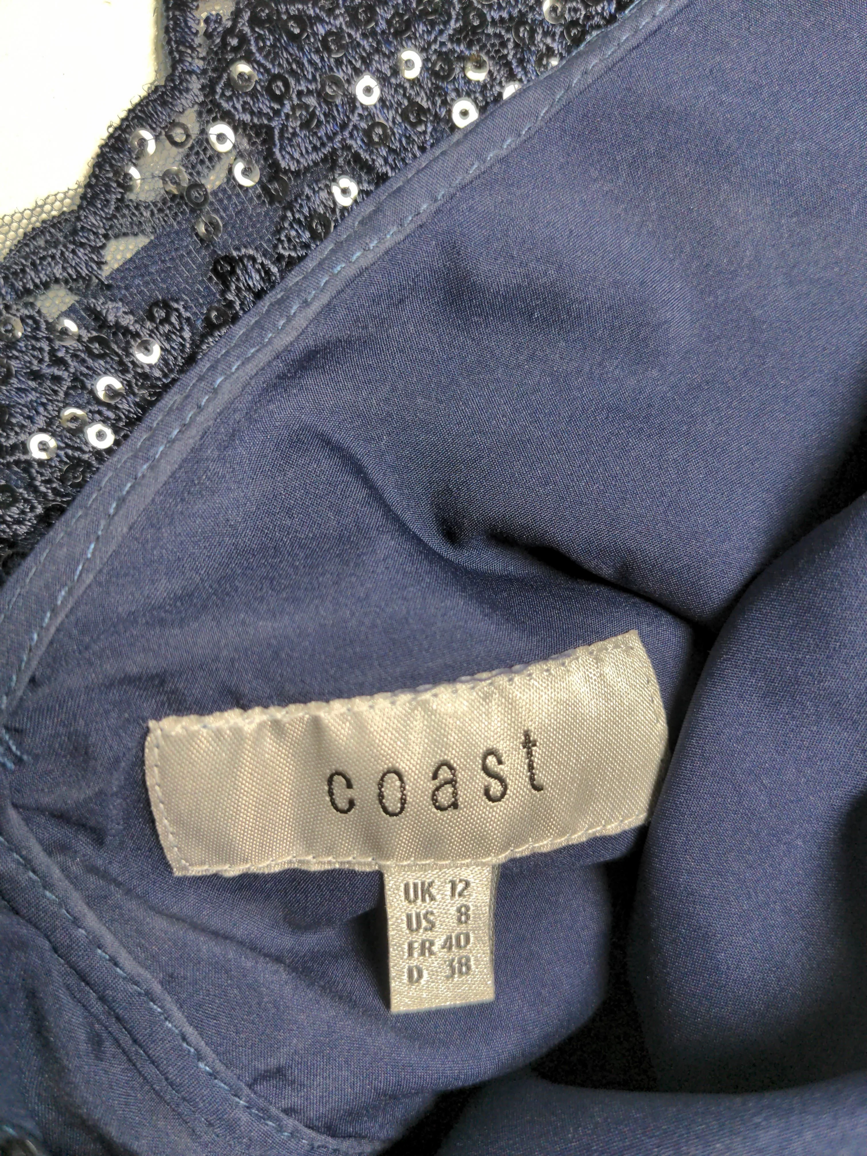 Coast Women's Top M Blue 100% Polyester 3/4 Sleeve V-Neck Cropped - Image 5