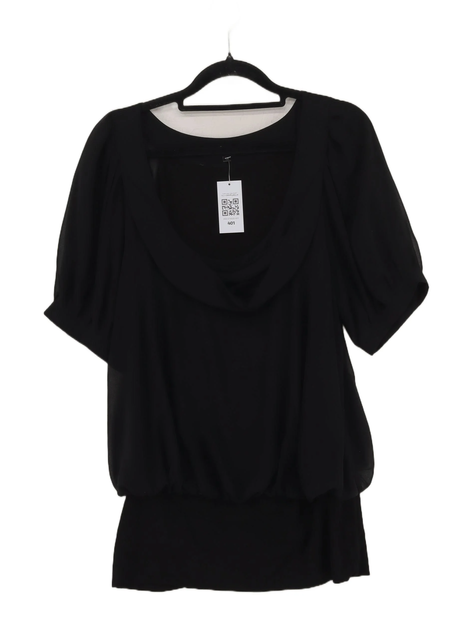 Coast Women's Top UK 12 Black 100% Other Short Sleeve V-Neck Tunic