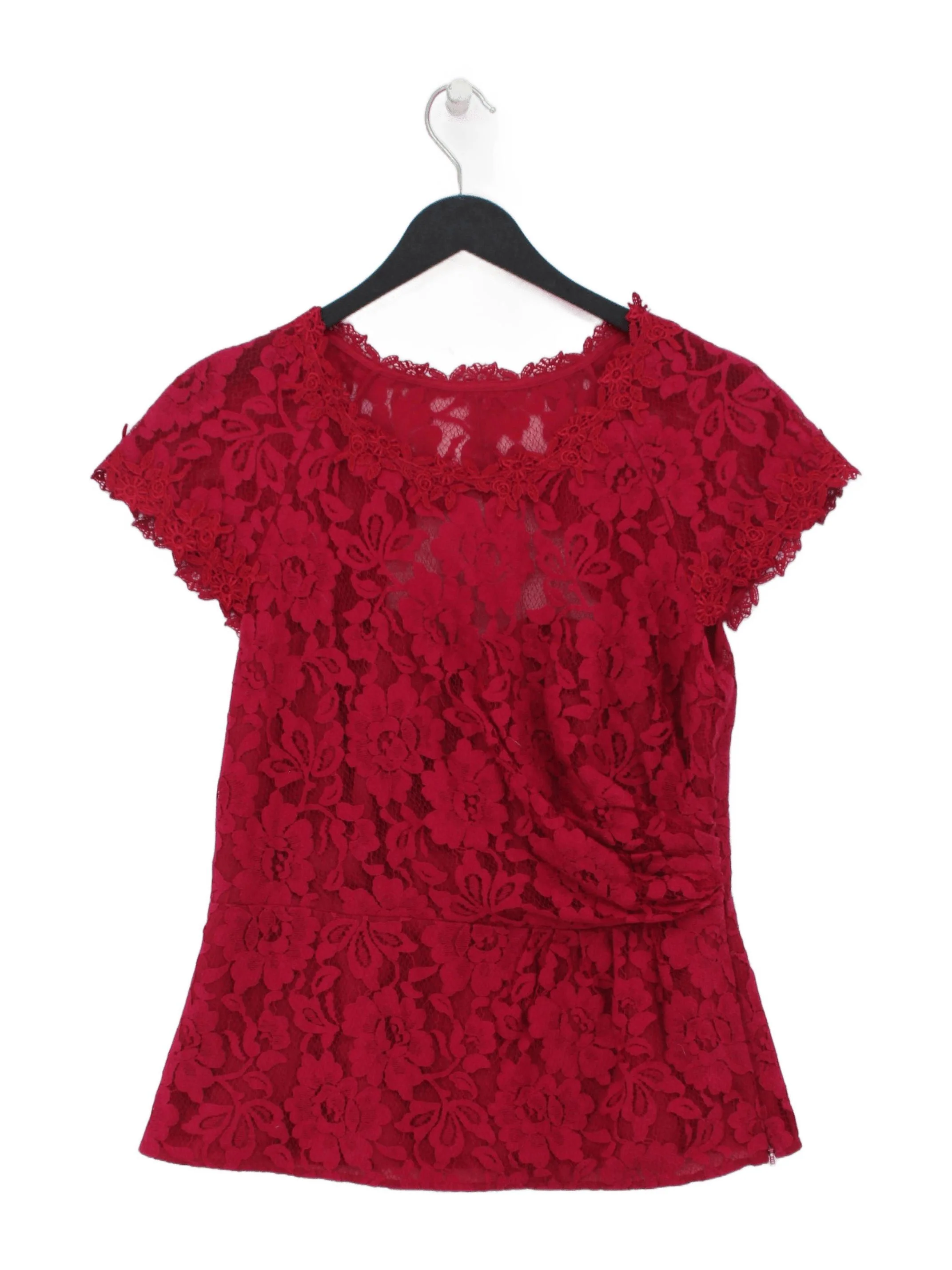 Coast Women's Top UK 12 Red Cotton with Polyamide, Viscose Basic