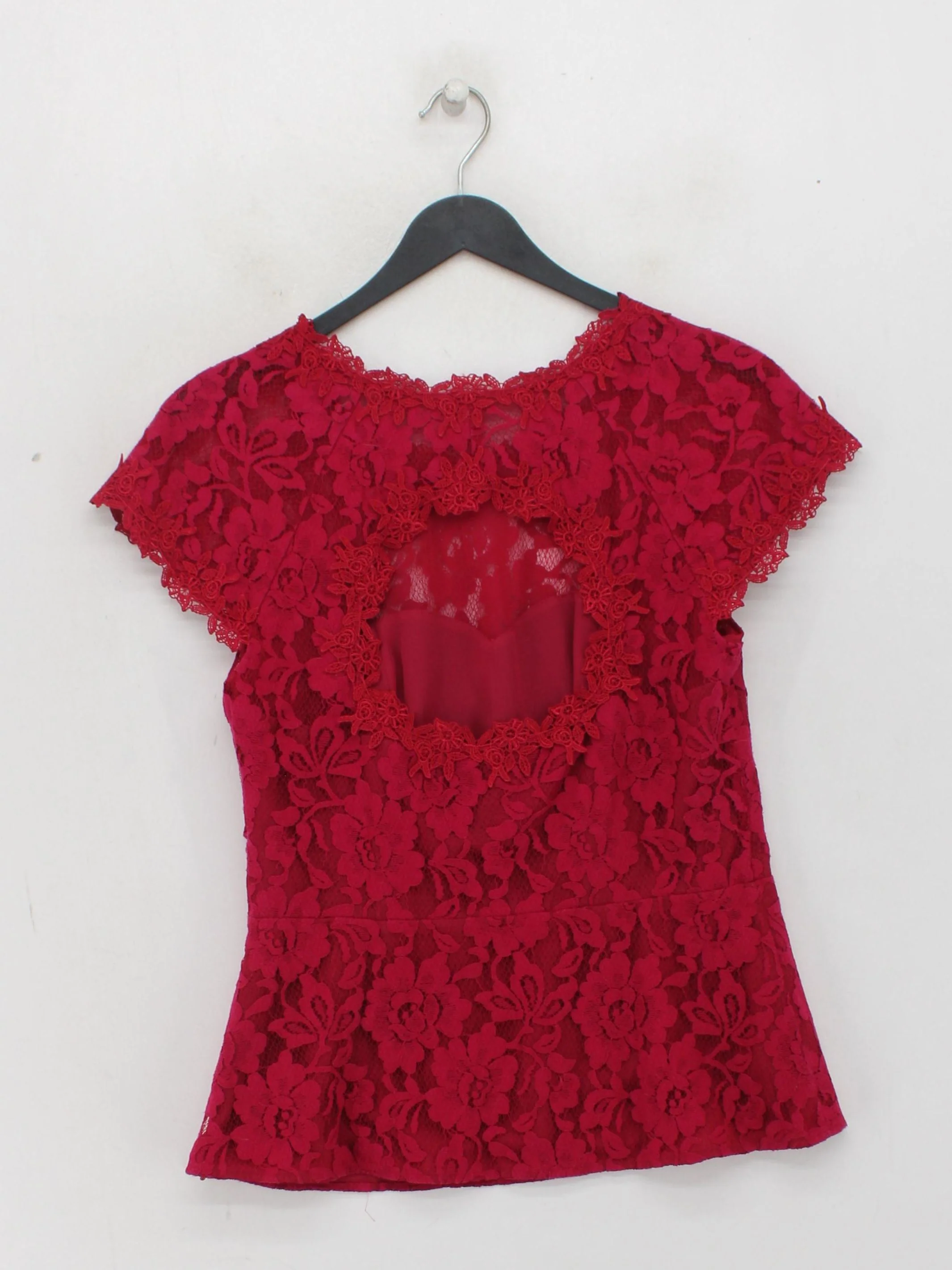 Coast Women's Top UK 12 Red Cotton with Polyamide, Viscose Basic - Image 2