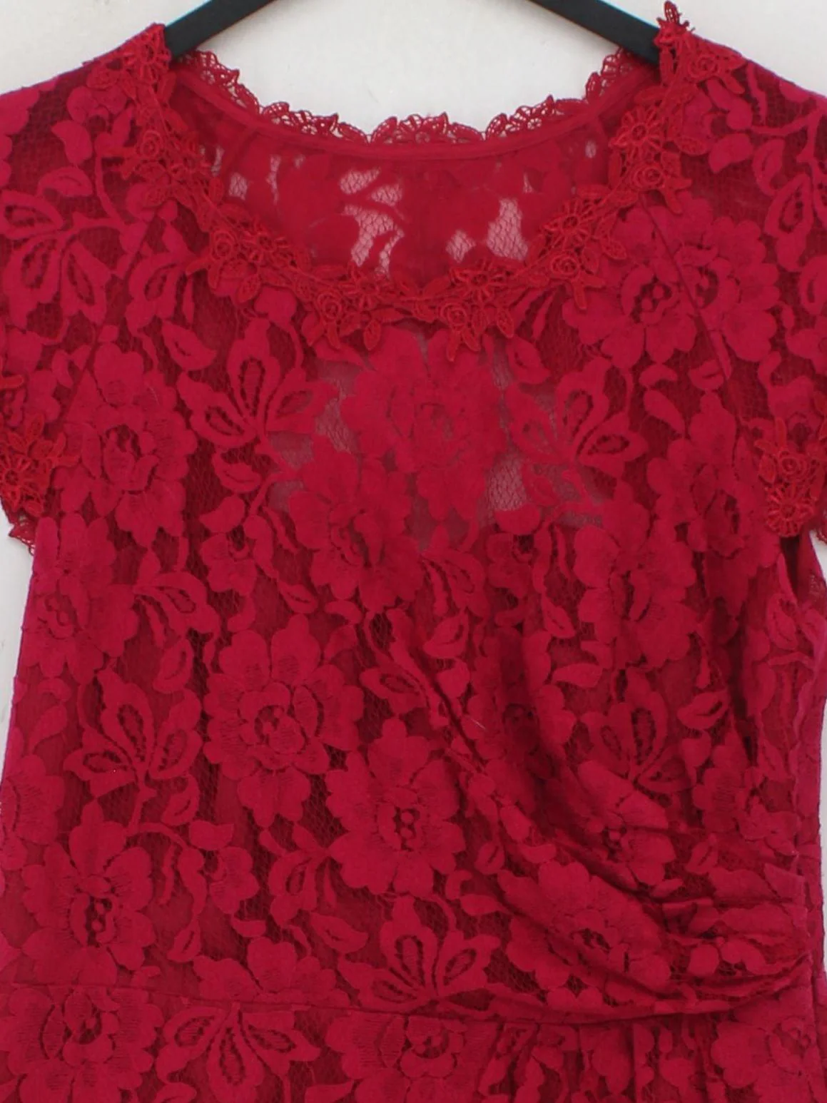 Coast Women's Top UK 12 Red Cotton with Polyamide, Viscose Basic - Image 3