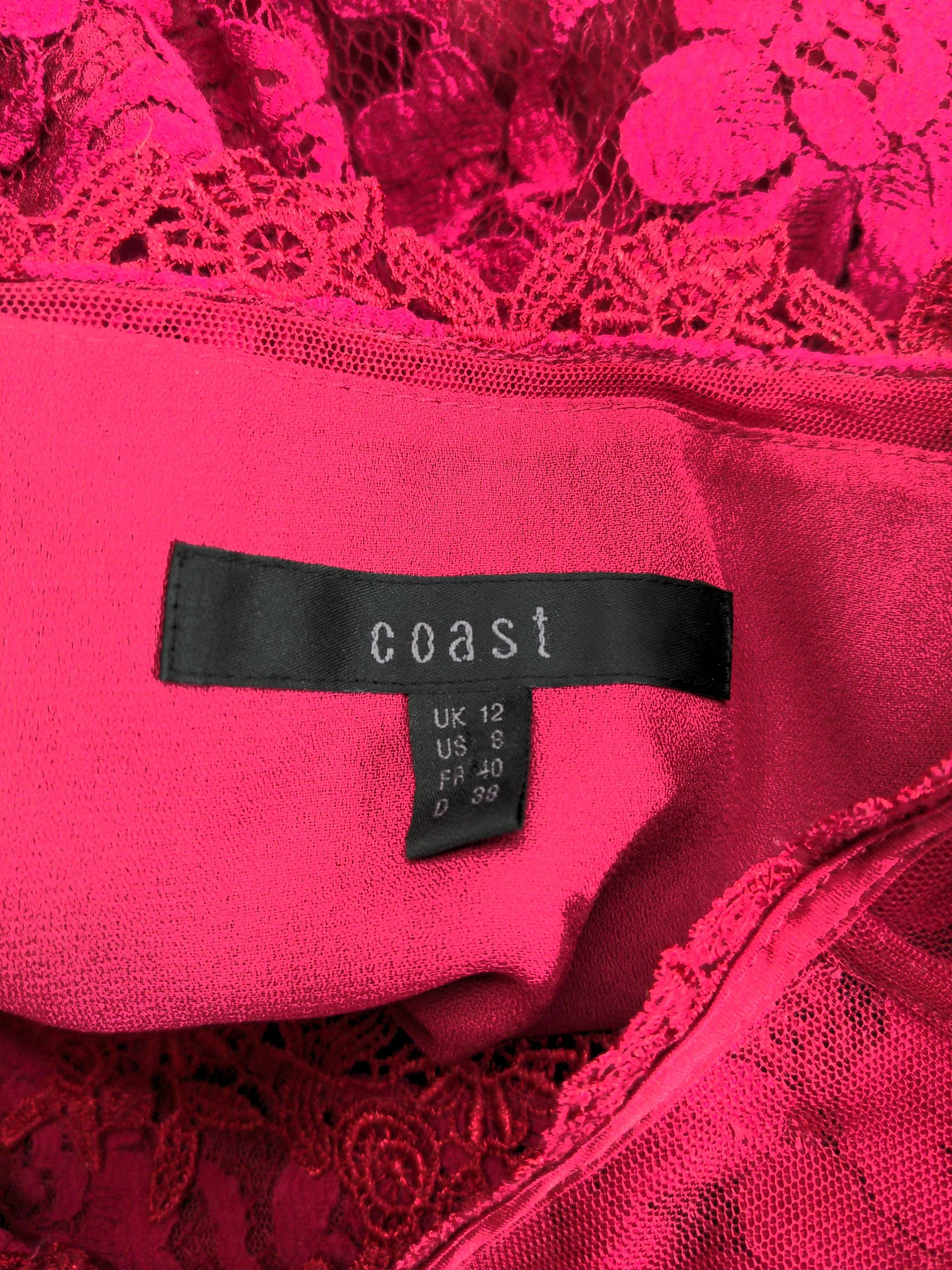 Coast Women's Top UK 12 Red Cotton with Polyamide, Viscose Basic - Image 5