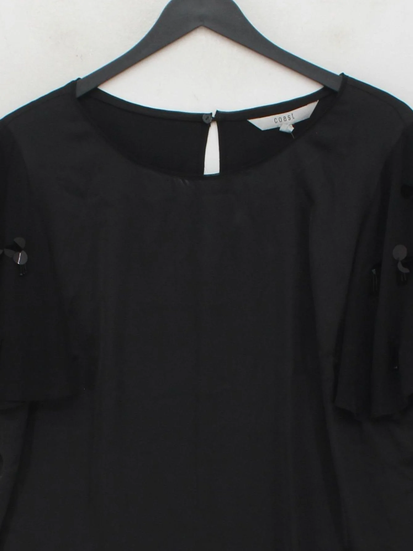 Coast Women's Top UK 20 Black 100% Polyester Short Sleeve Round Neck Basic - Image 3