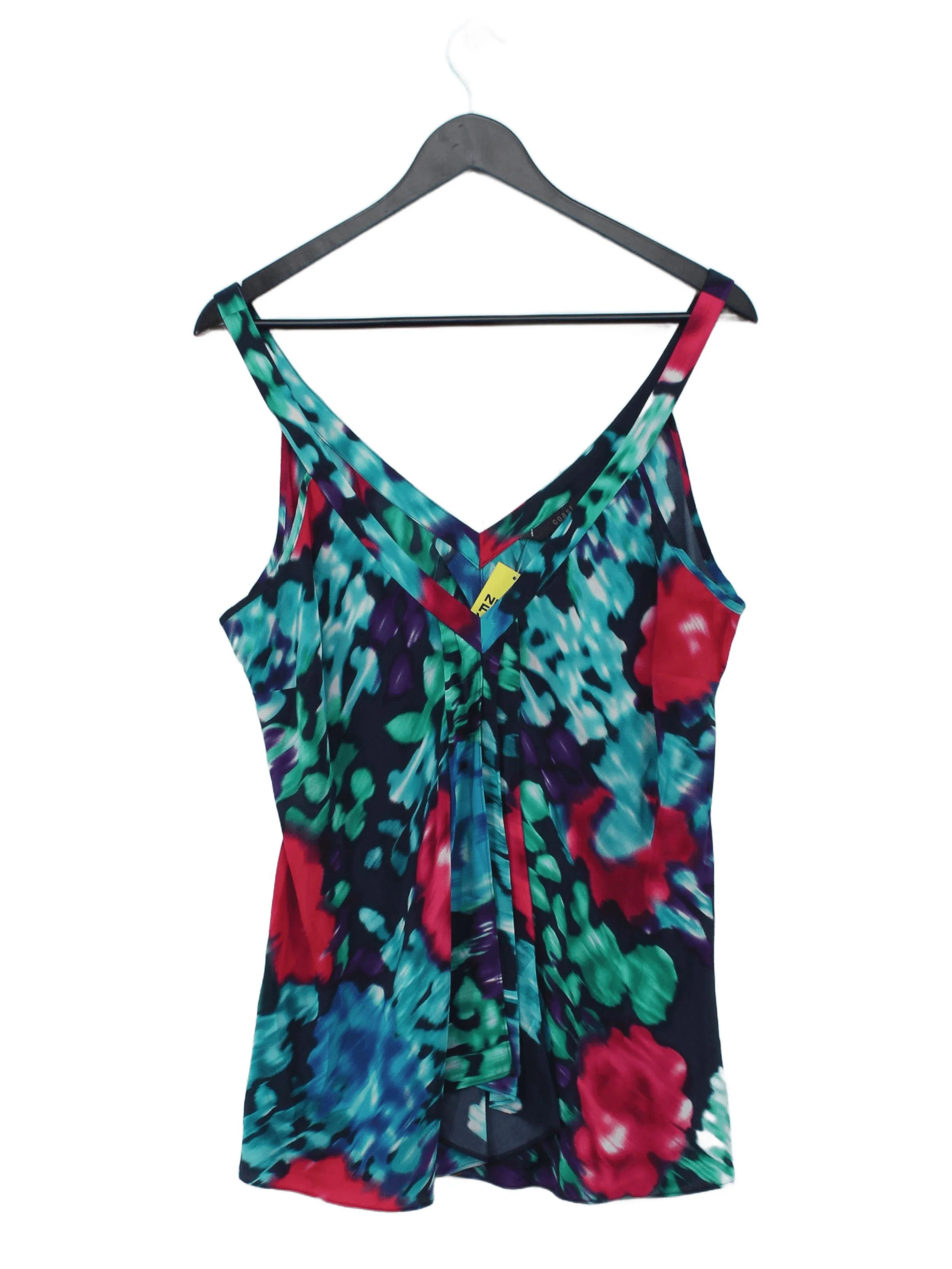 Coast Women's Top XL Multi Floral 100% Silk Sleeveless V-Neck Basic