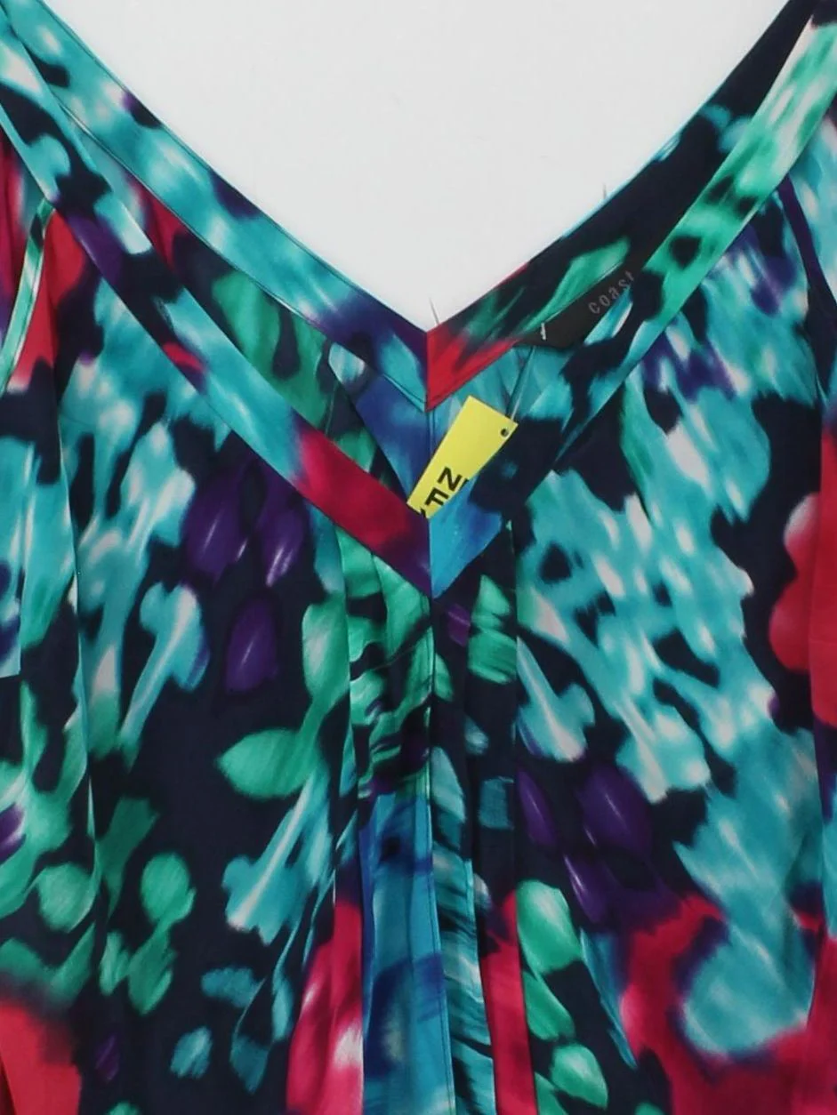 Coast Women's Top XL Multi Floral 100% Silk Sleeveless V-Neck Basic - Image 3
