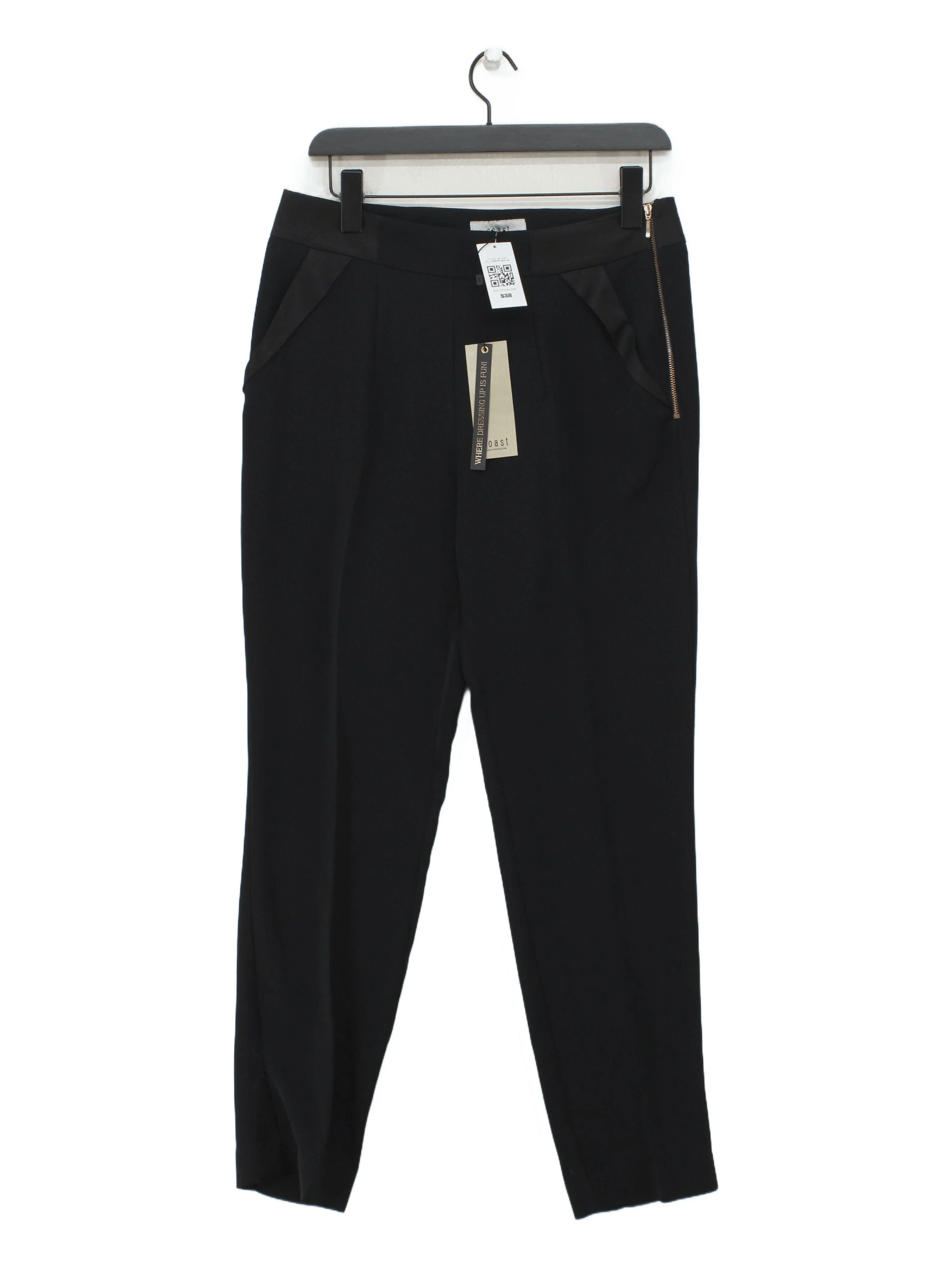 Coast Women's Trousers UK 10 Black 100% Other Tapered Chino New with tags