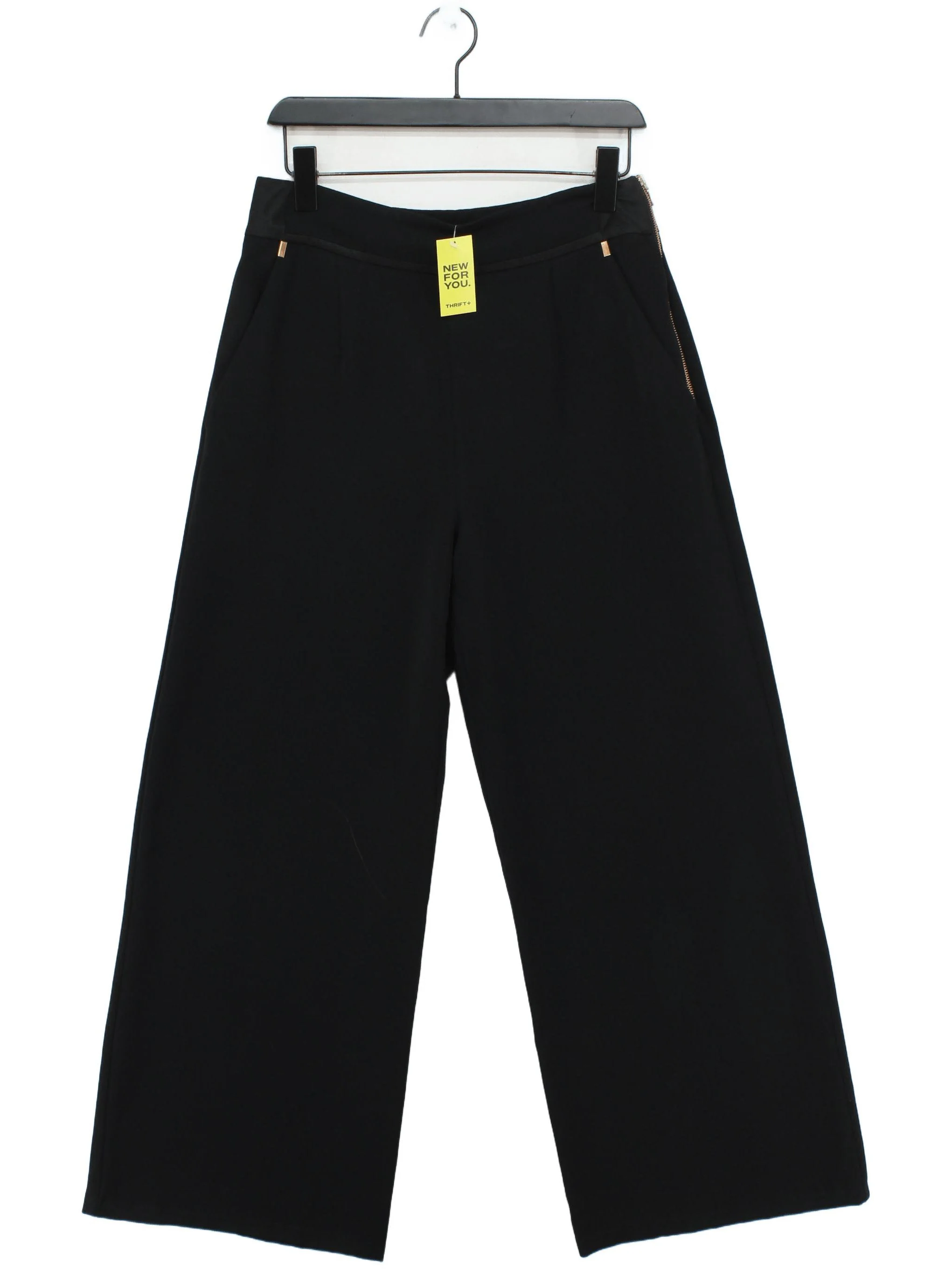 Coast Women's Trousers UK 12 Black 100% Other Wide-Leg Cropped