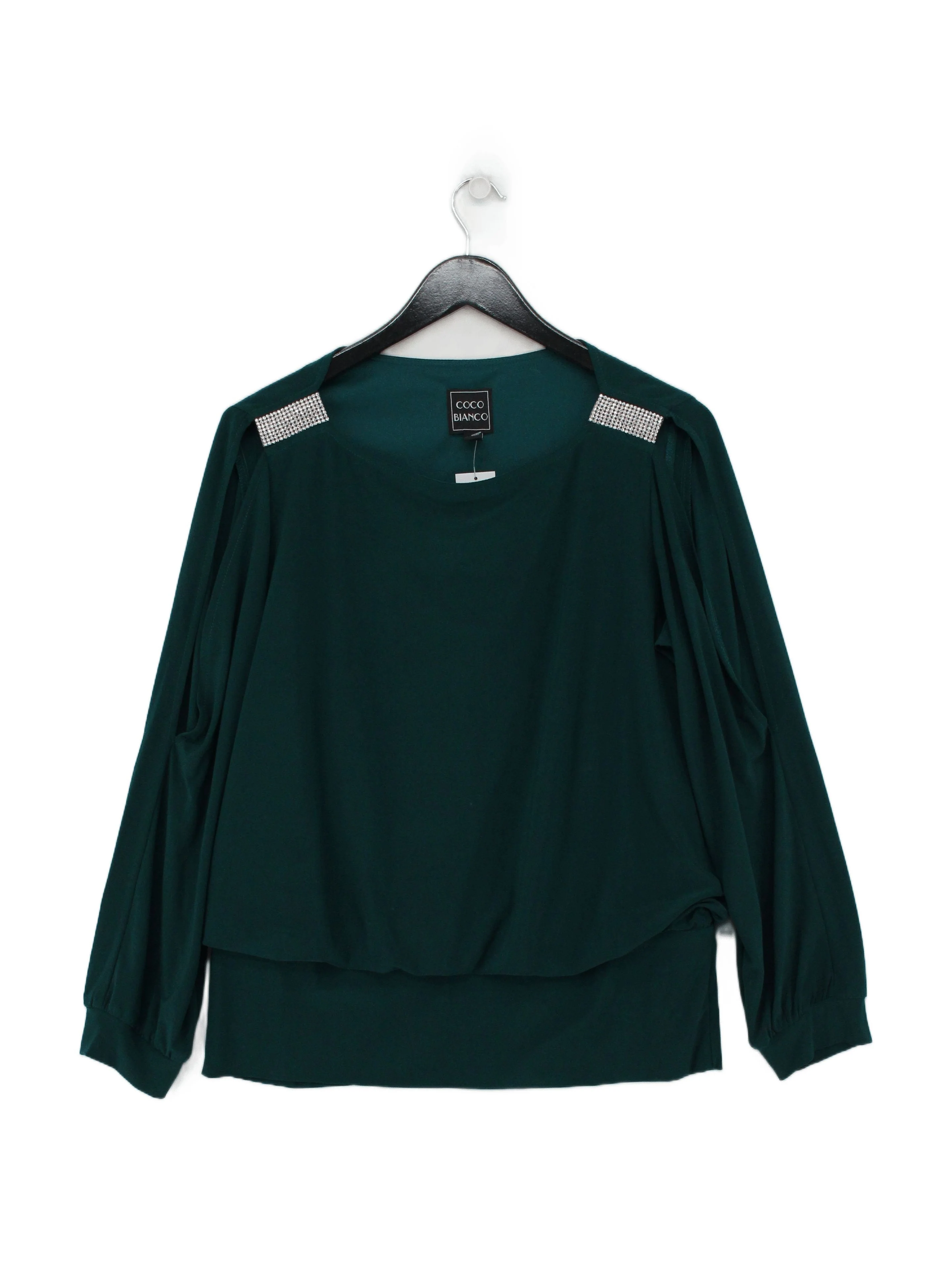 Coco Bianco Women's Top L Green Polyester with Elastane Basic