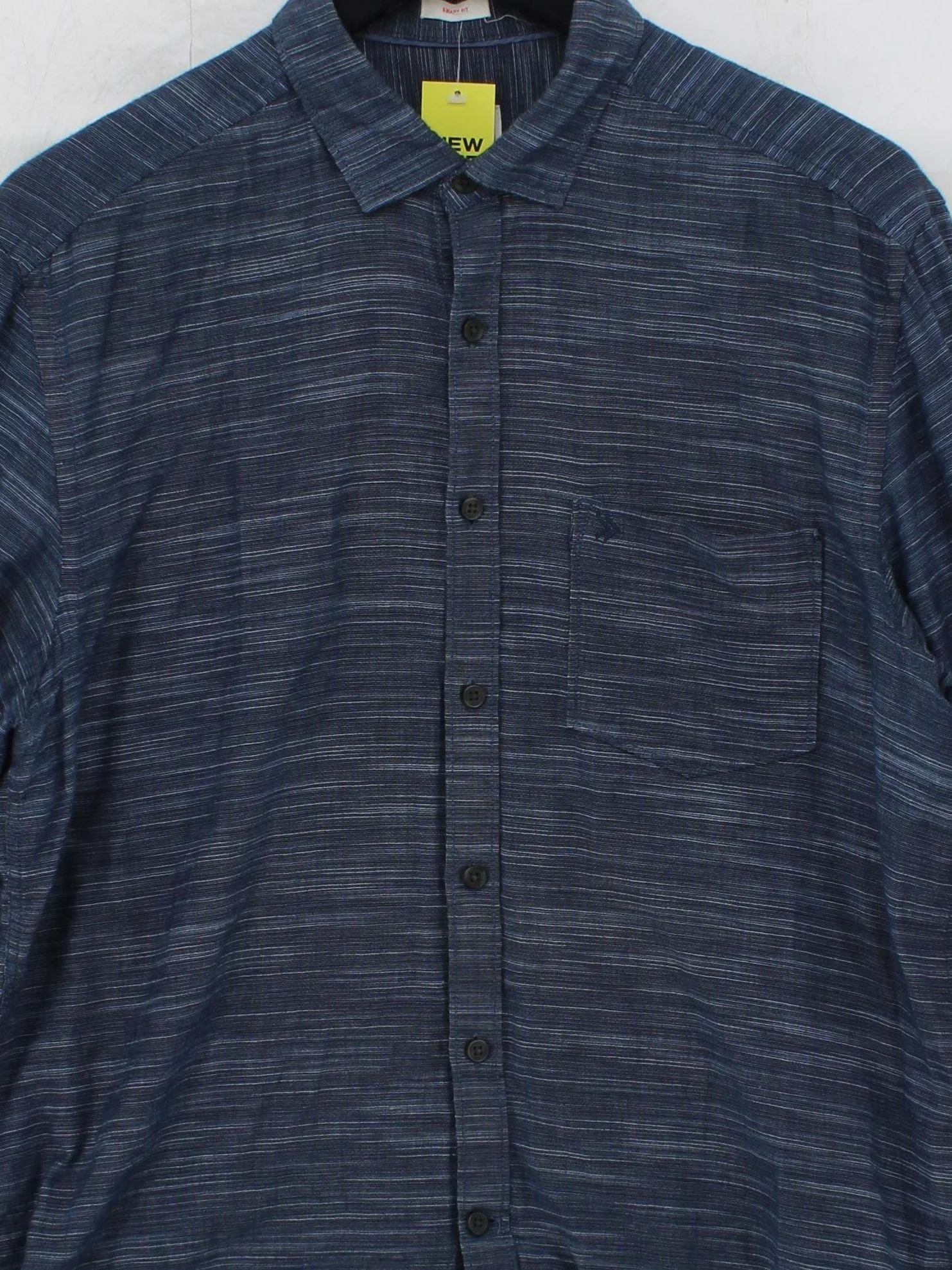 Code Men's Shirt M Blue Striped 100% Cotton Basic - Image 3