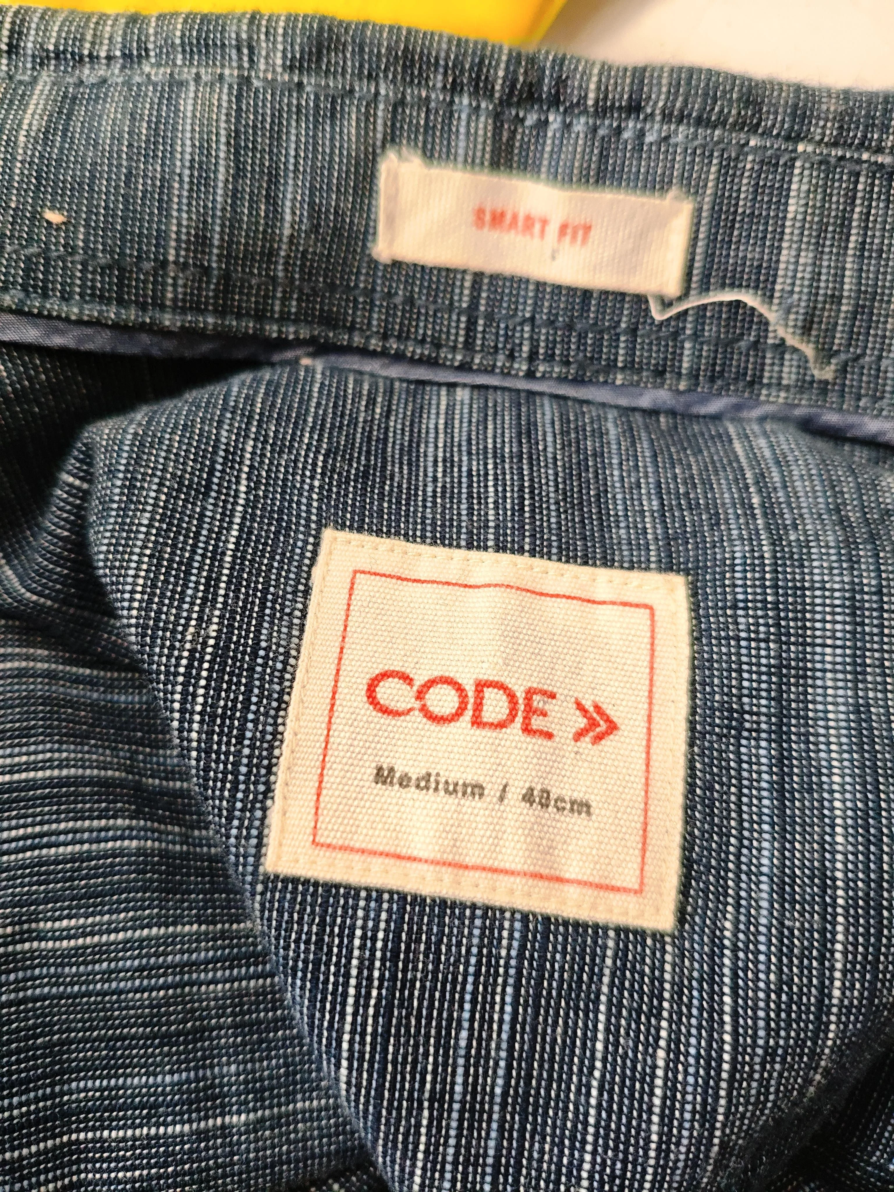 Code Men's Shirt M Blue Striped 100% Cotton Basic - Image 5