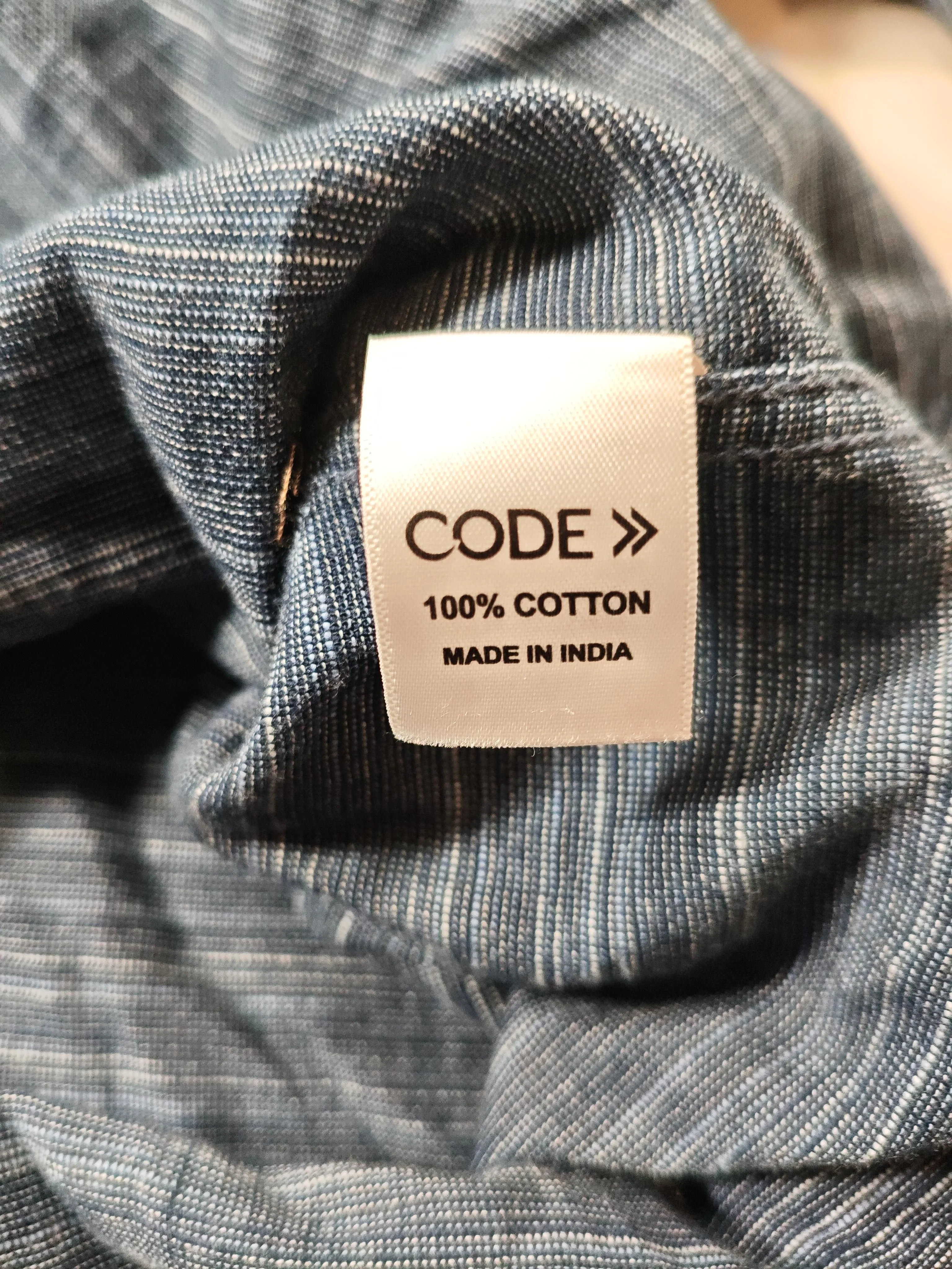 Code Men's Shirt M Blue Striped 100% Cotton Basic - Image 6