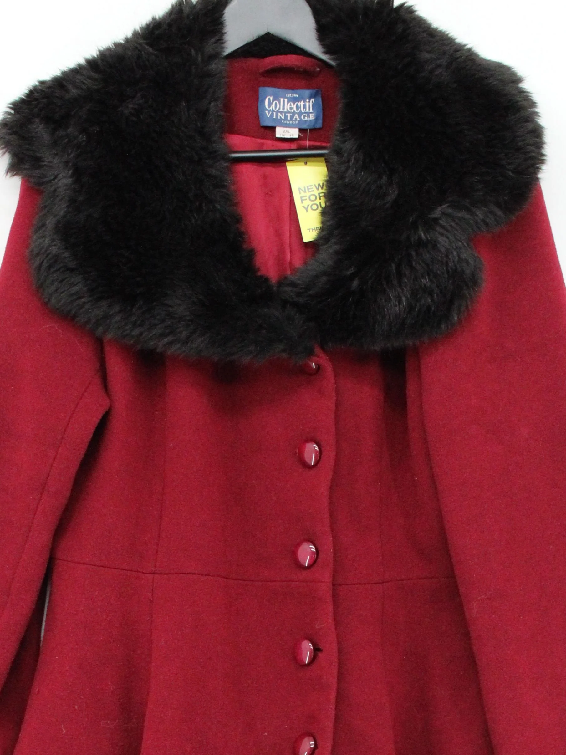 Collectif Vintage Women's Coat XXL Red Polyester with Wool, Spandex Overcoat - Image 3