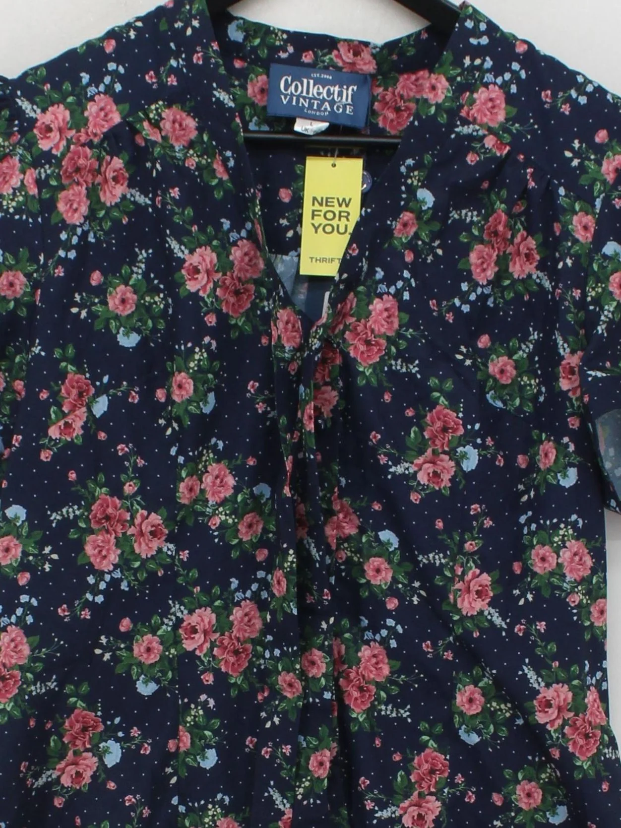 Collectif Vintage Women's Top L Blue 100% Polyester Basic New with tags - Image 3