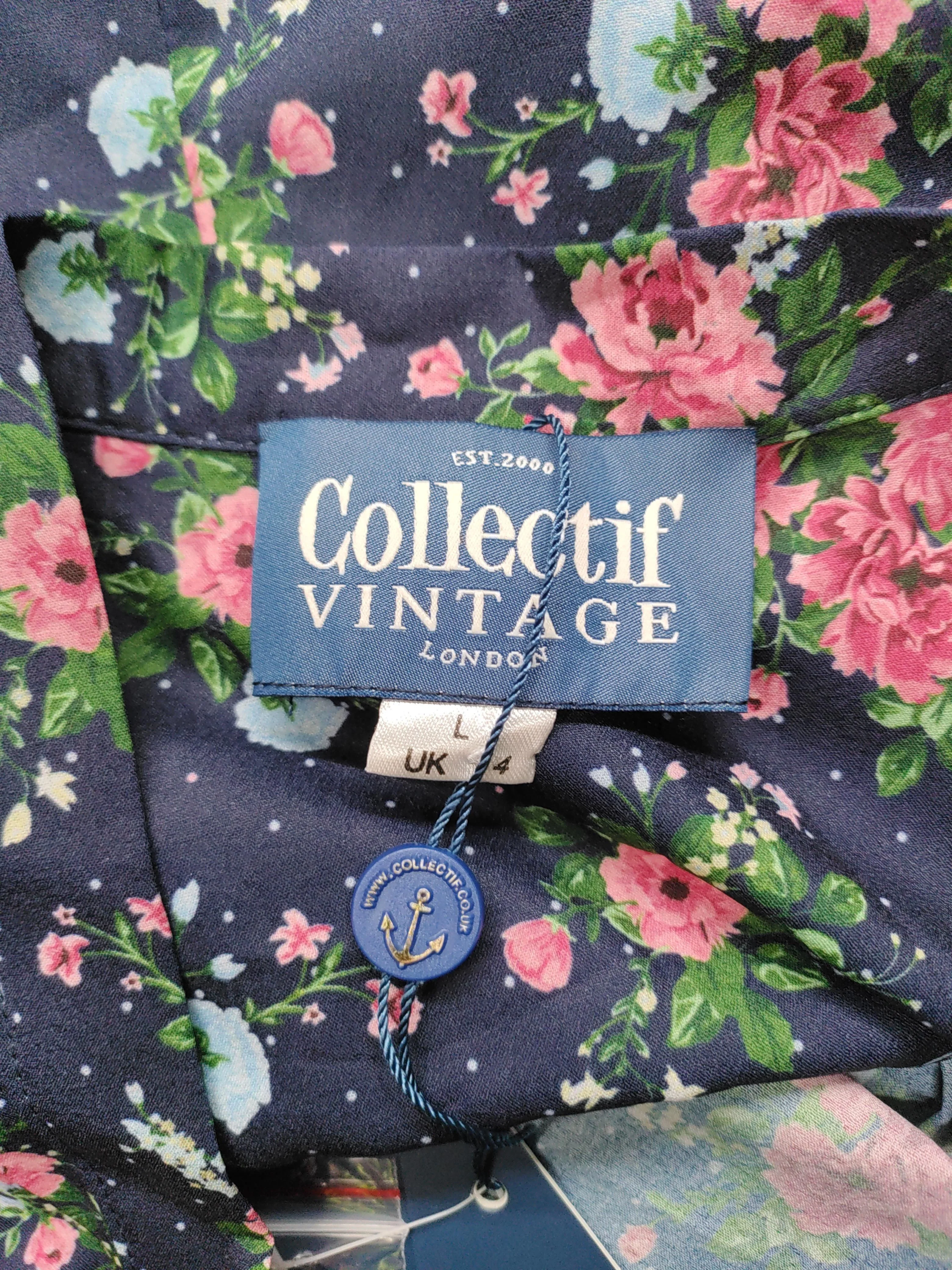 Collectif Vintage Women's Top L Blue 100% Polyester Basic New with tags - Image 5