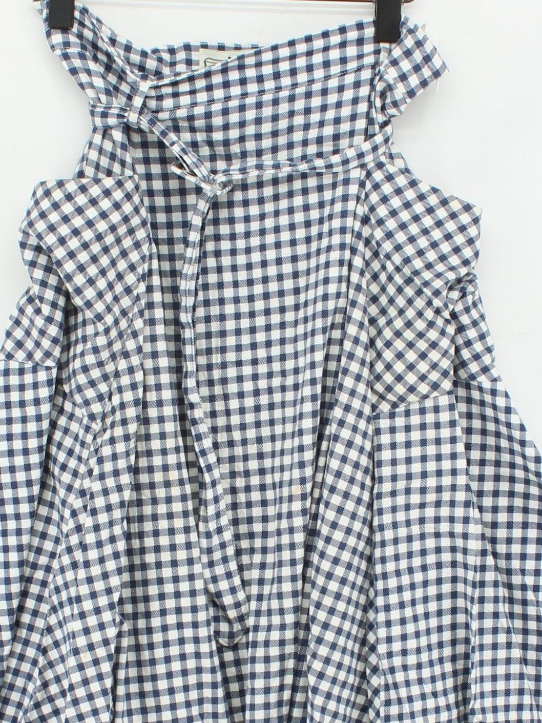 Collectif Women's Midi Skirt L Blue Checkered Cotton with Other Midi A-Line - Image 3
