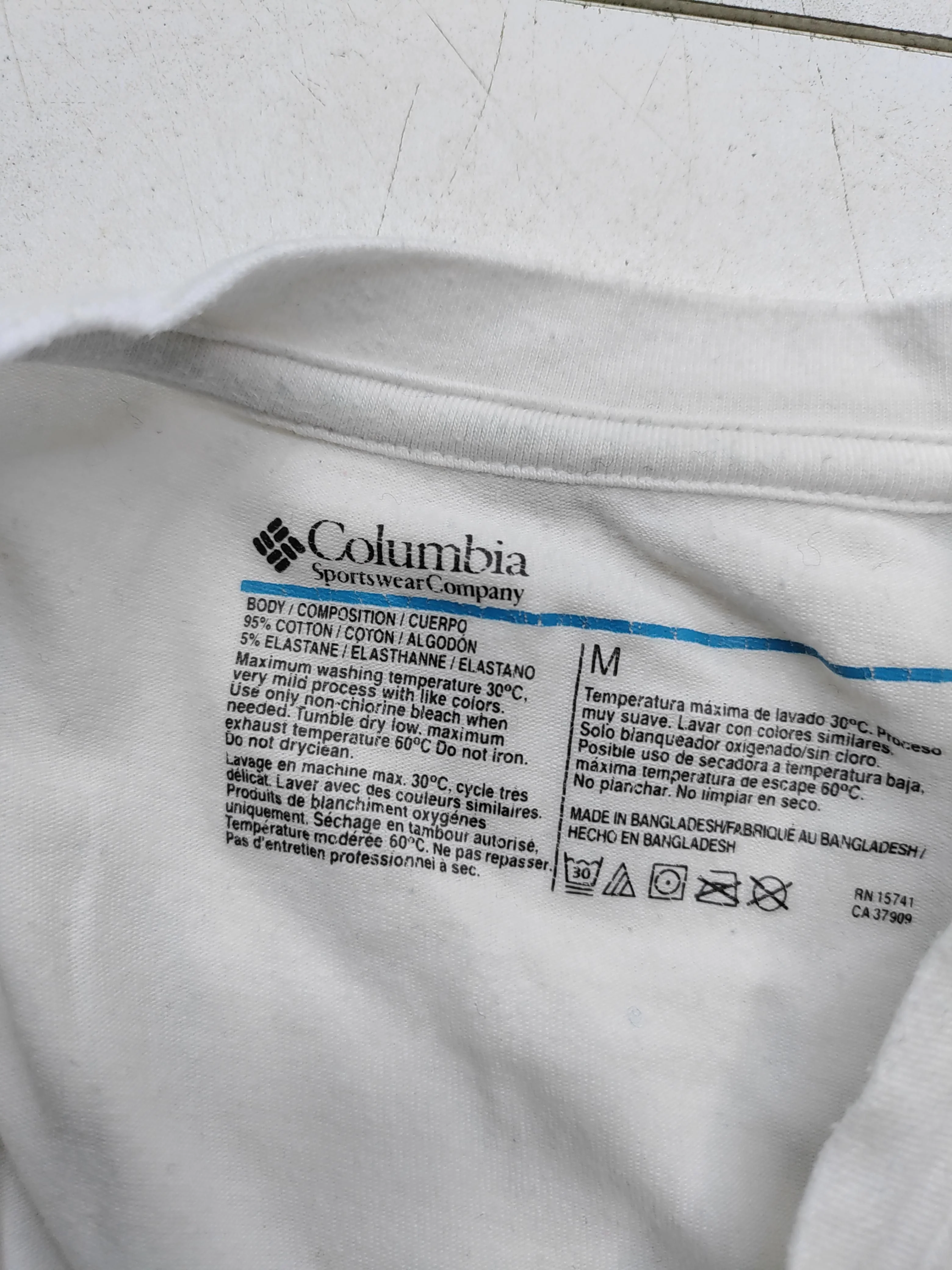 Columbia Men's T-Shirt M White Cotton with Elastane Basic - Image 7