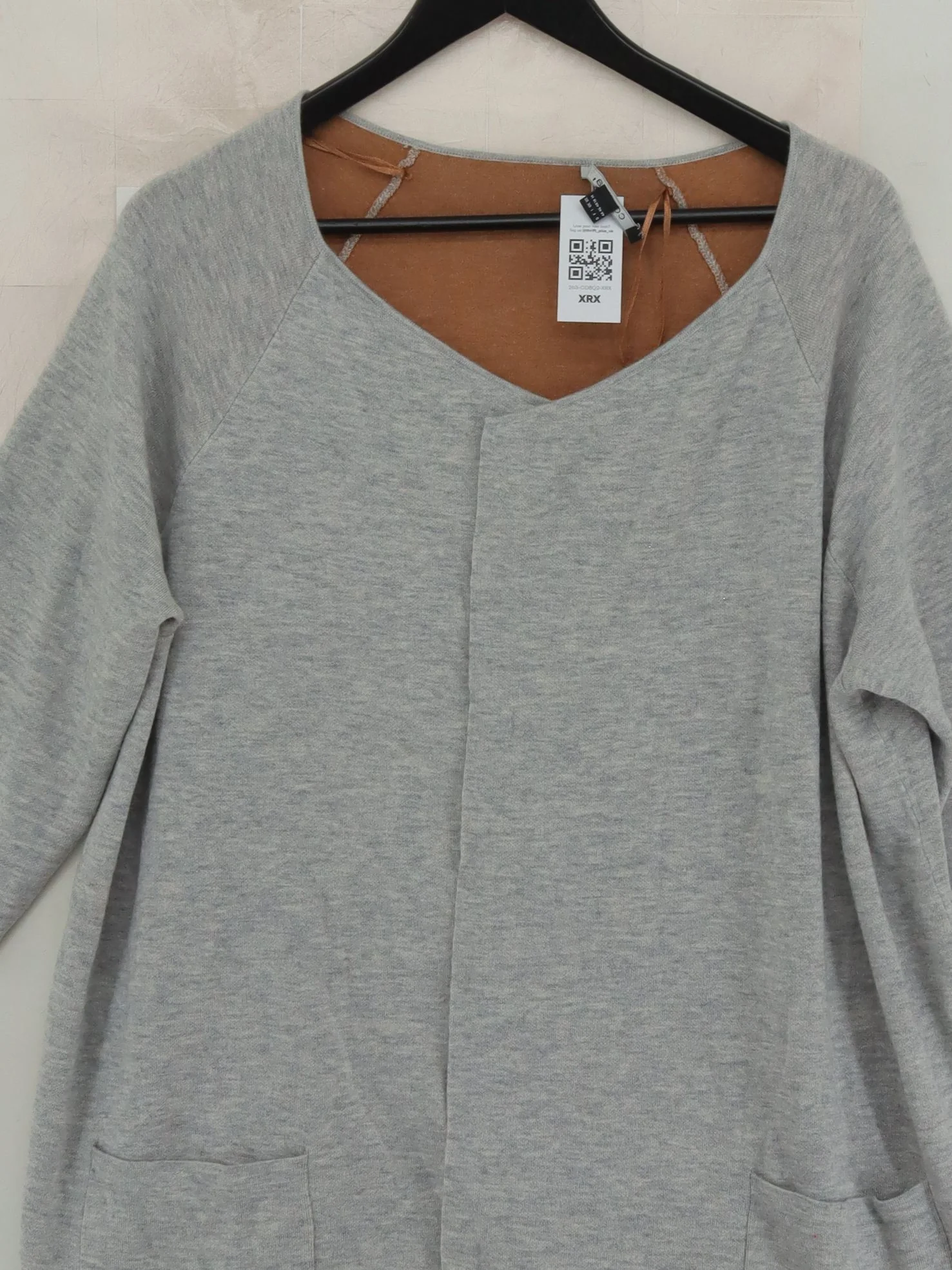 Comma Women's Jumper UK 16 Grey 100% Wool V-Neck Pullover - Image 3