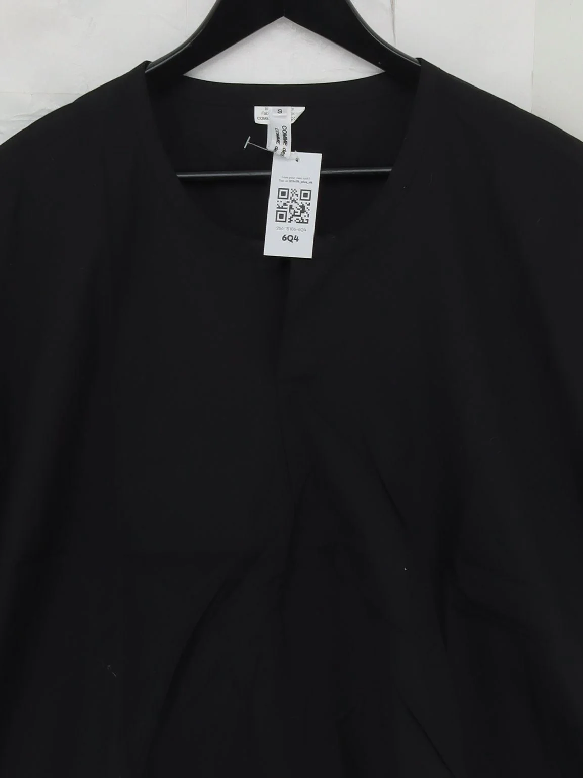Comme Des Garçons Women's Top S Black 100% Cotton Short Sleeve V-Neck Basic - Image 3