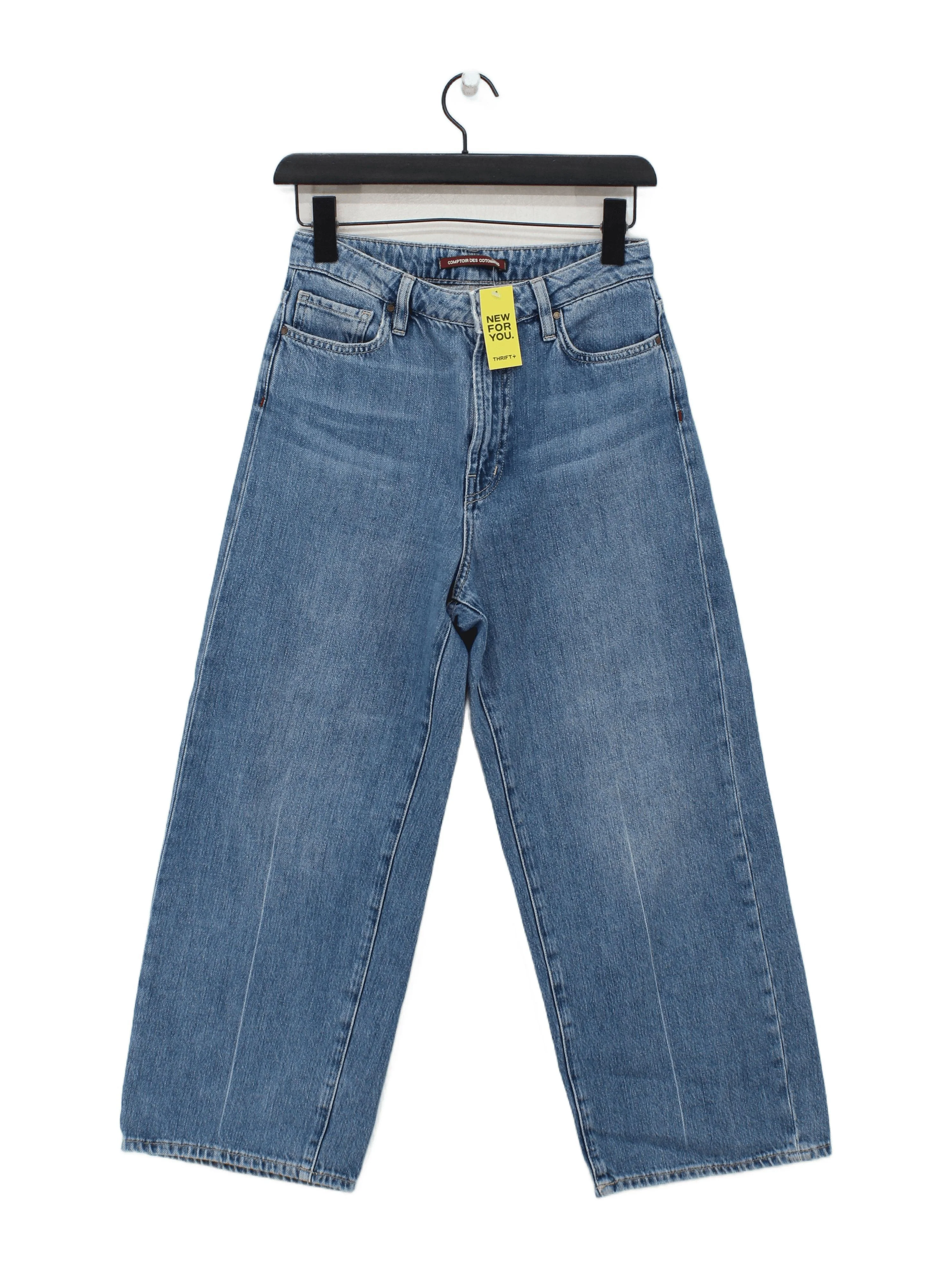 Comptoir Des Cotonniers Women's Jeans UK 8 Blue 100% Cotton Wide-Leg