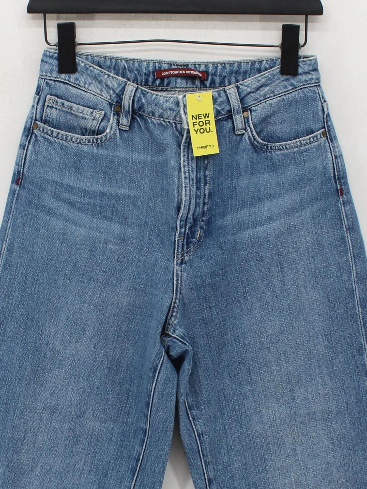 Comptoir Des Cotonniers Women's Jeans UK 8 Blue 100% Cotton Wide-Leg - Image 3