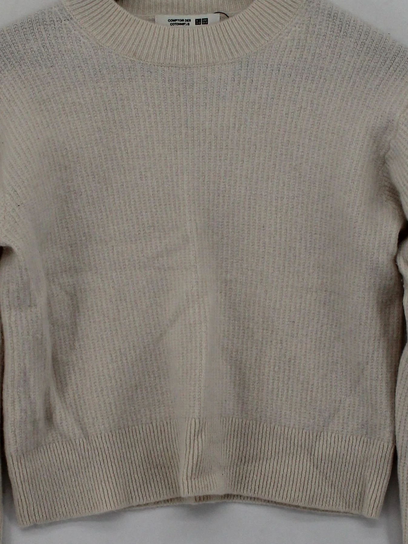 Comptoir Des Cotonniers Women's Jumper S Cream 100% Wool High Neck Pullover - Image 3