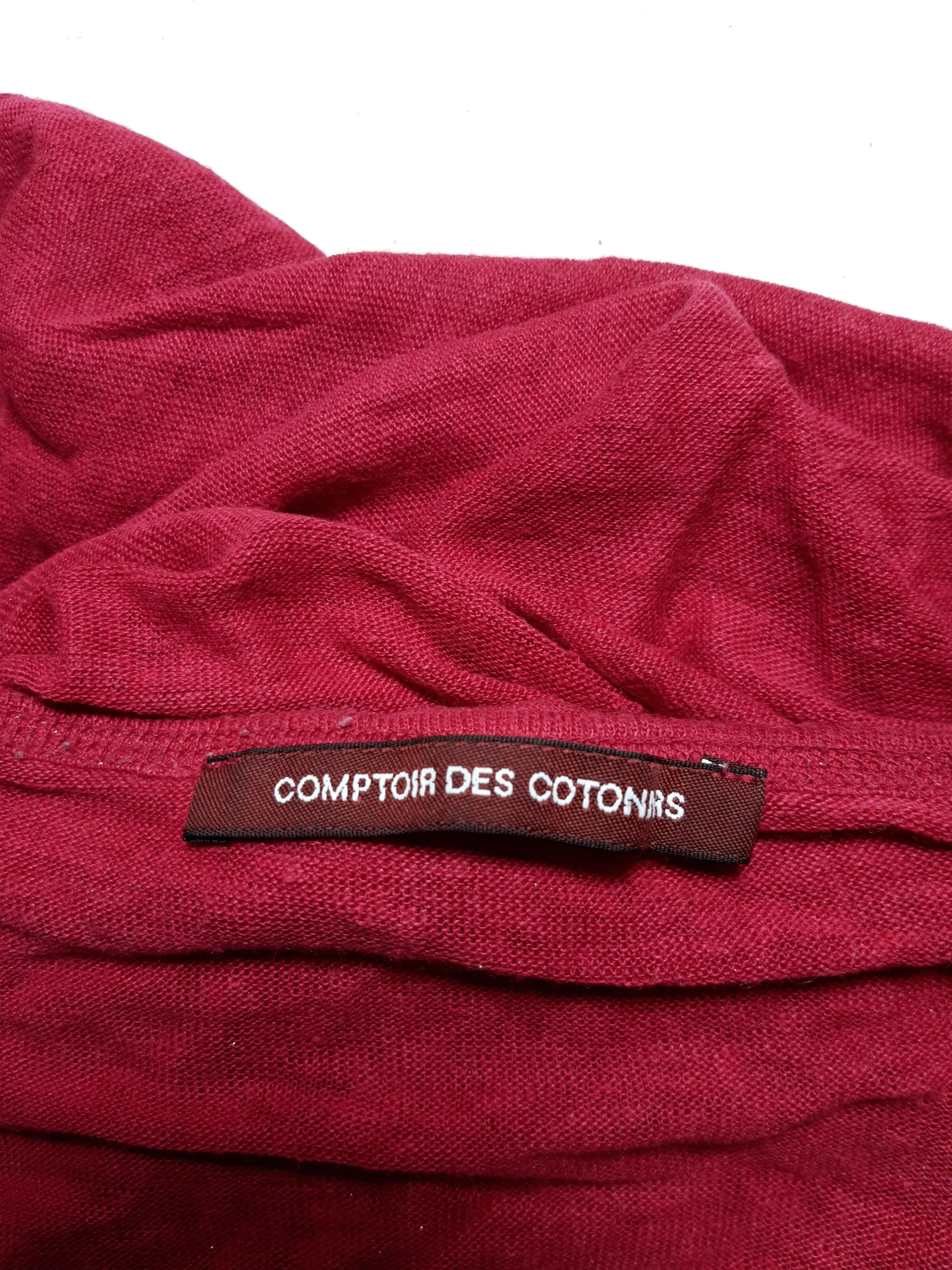 Comptoir Des Cotonniers Women's Top S Red 100% Linen Short Sleeve V-Neck Basic - Image 5