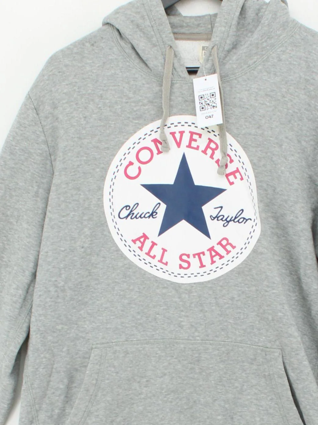 Converse Men's Hoodie M Grey Graphic Cotton with Polyester Pullover - Image 3