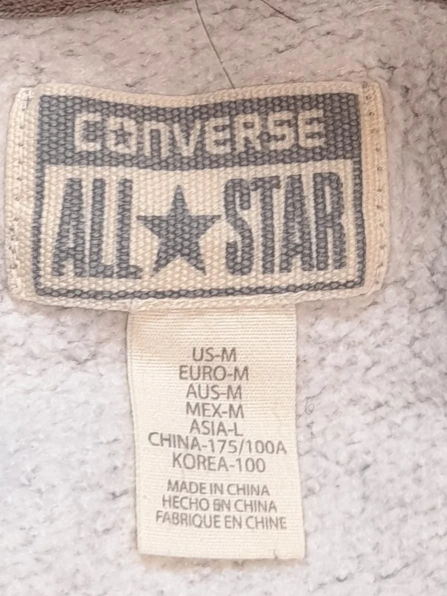Converse Men's Hoodie M Grey Graphic Cotton with Polyester Pullover - Image 5