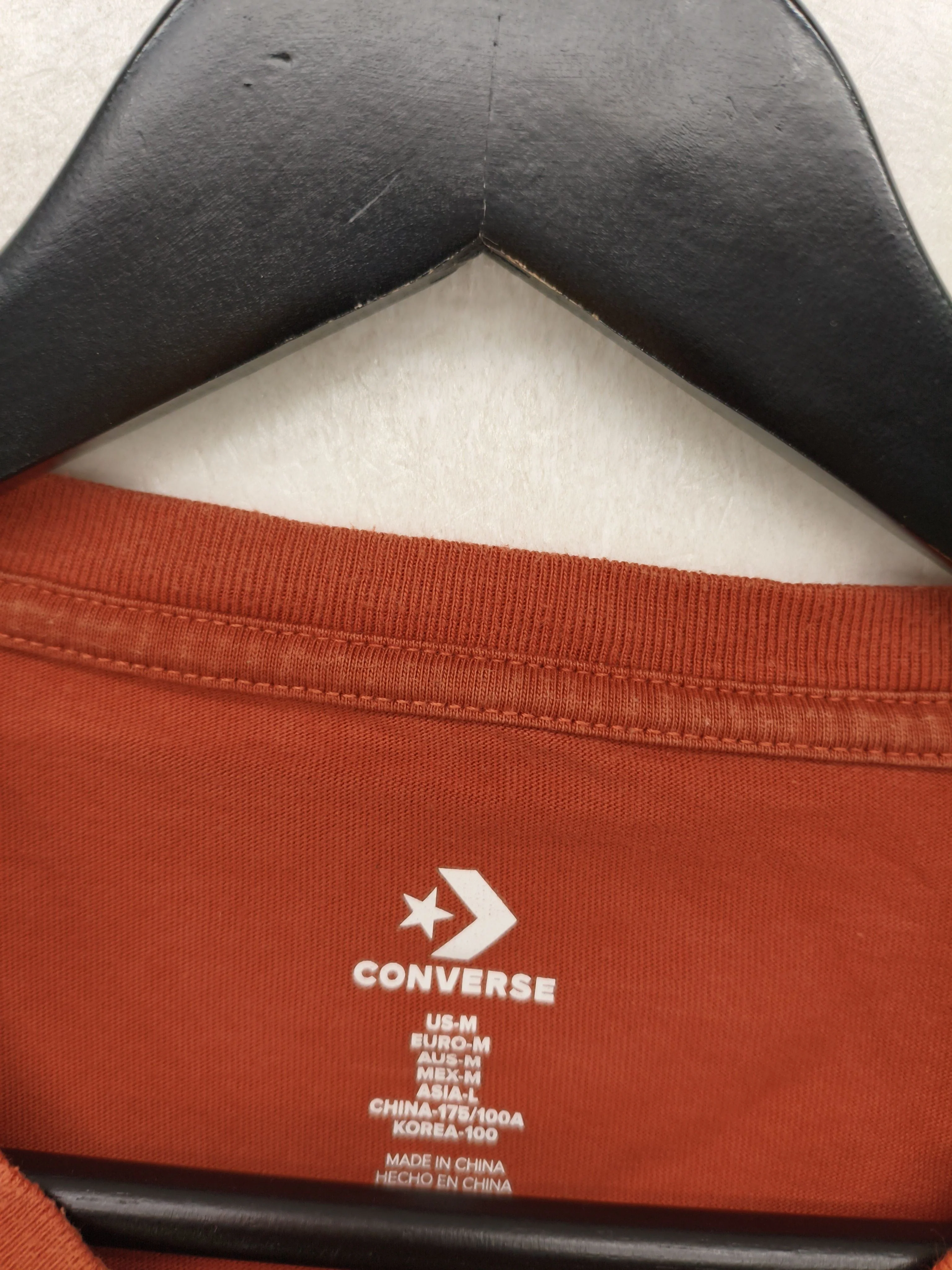 Converse Men's T-Shirt M Orange 100% Cotton Basic - Image 5