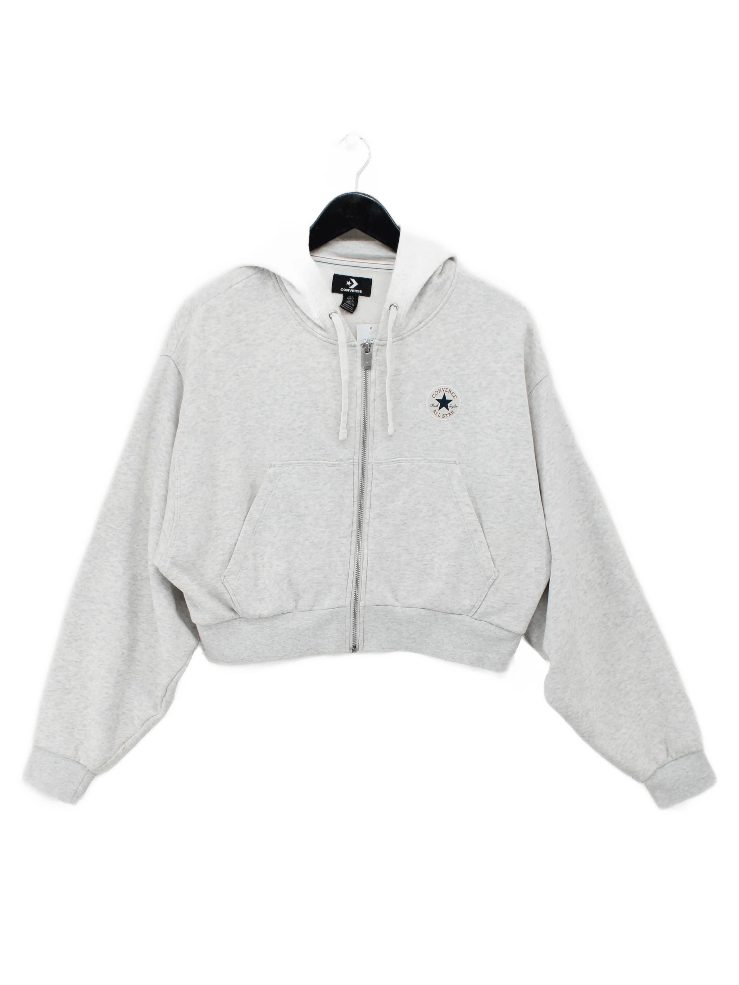 Converse Women's Hoodie S Grey Cotton with Polyester Pullover