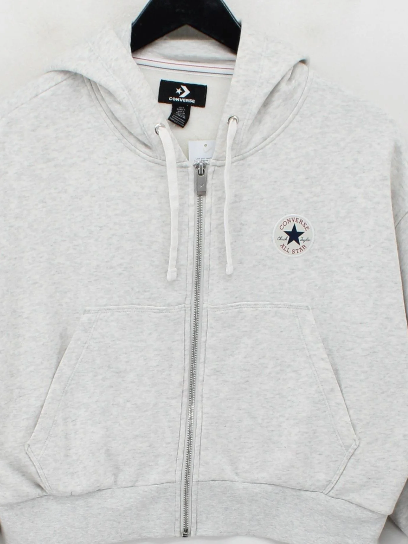 Converse Women's Hoodie S Grey Cotton with Polyester Pullover - Image 3