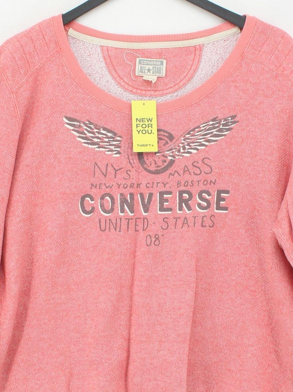 Converse Women's Hoodie XXL Pink Cotton with Polyester, Elastane Pullover - Image 3