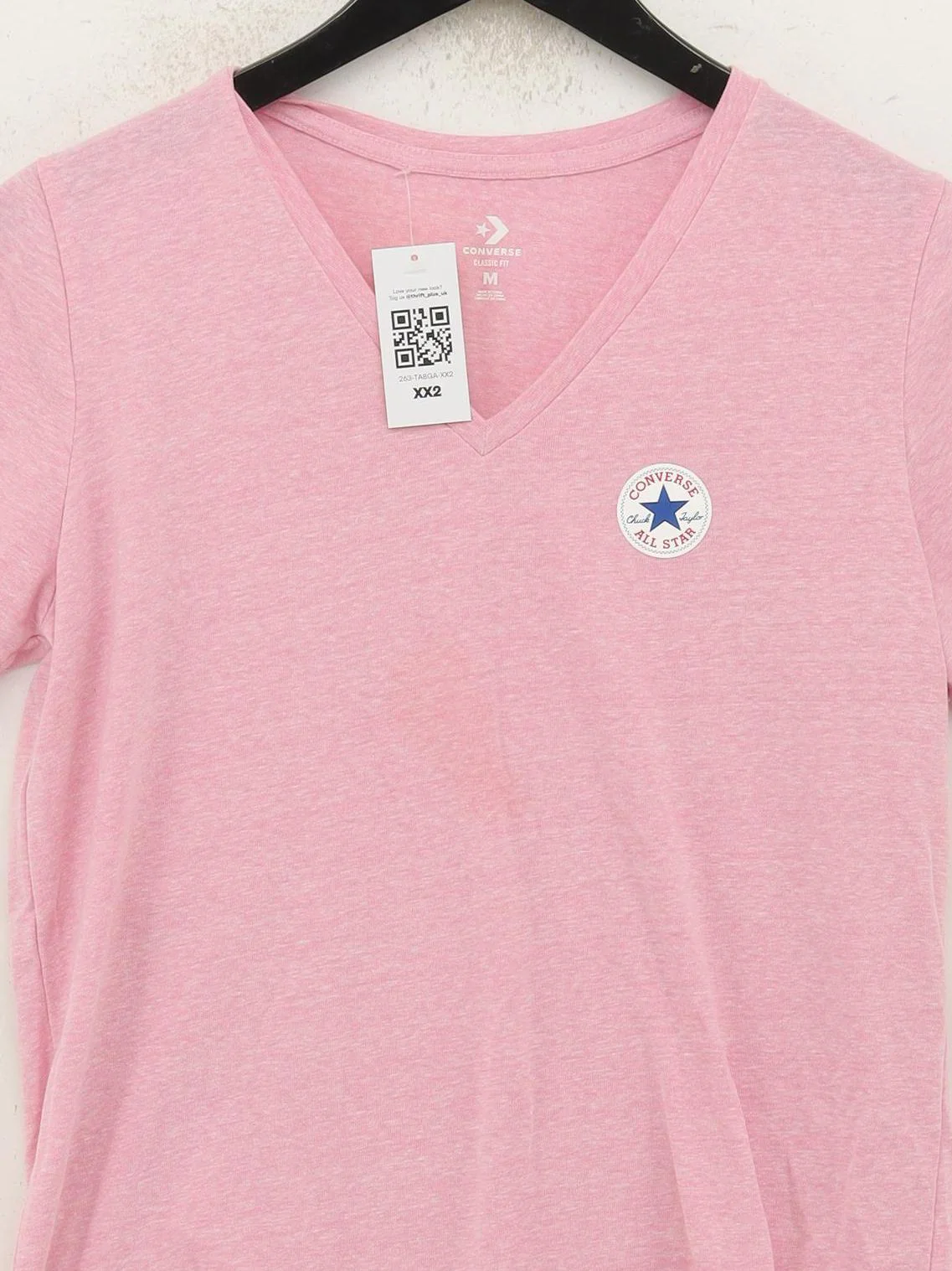 Converse Women's T-Shirt M Pink Cotton with Polyester, Viscose Basic - Image 3