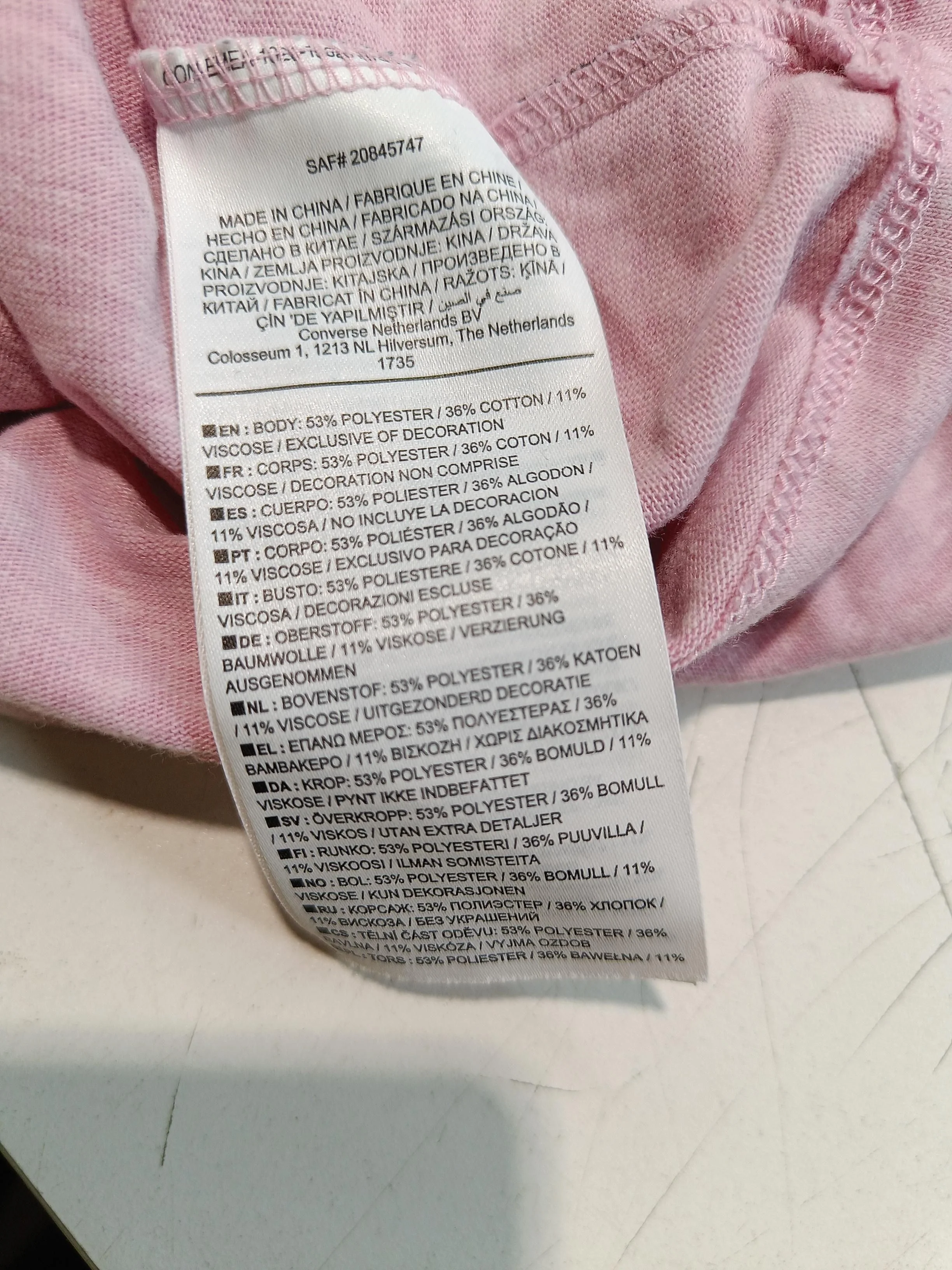 Converse Women's T-Shirt M Pink Cotton with Polyester, Viscose Basic - Image 6