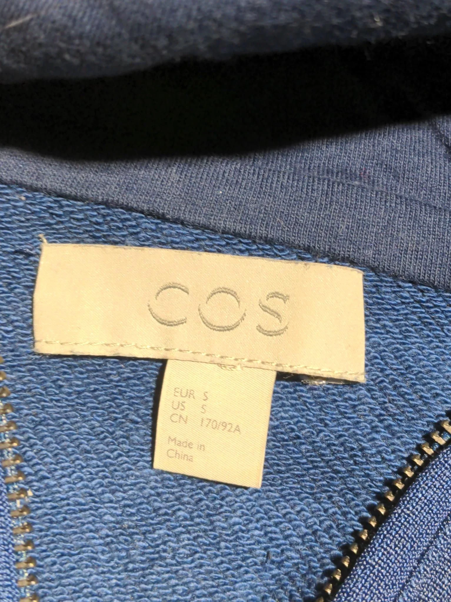 COS Men's Hoodie S Blue Cotton with Polyamide Pullover - Image 5