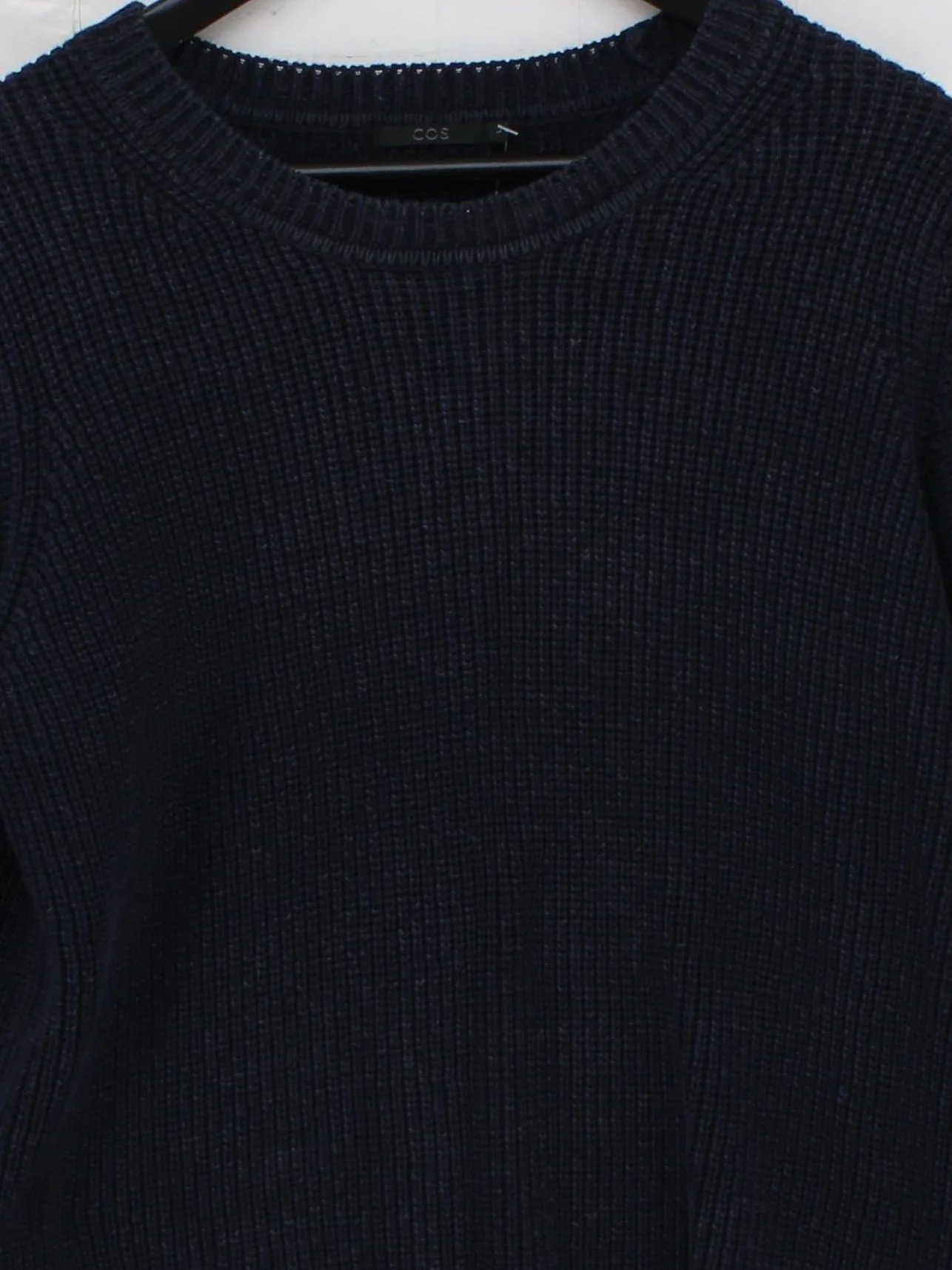 COS Men's Jumper L Blue 100% Cotton Crew Neck Pullover - Image 3