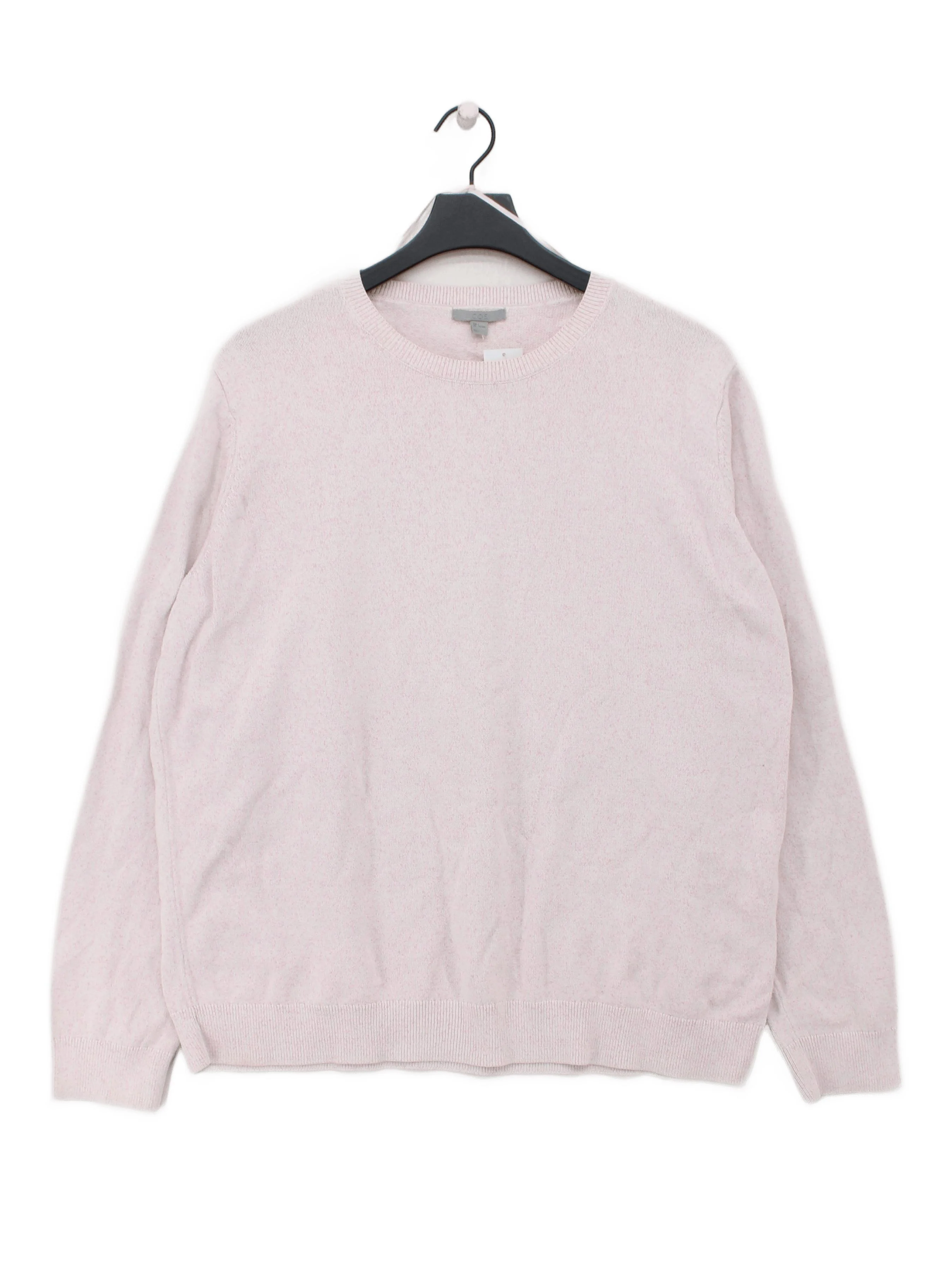 COS Men's Jumper L Pink 100% Cotton Round Neck Pullover