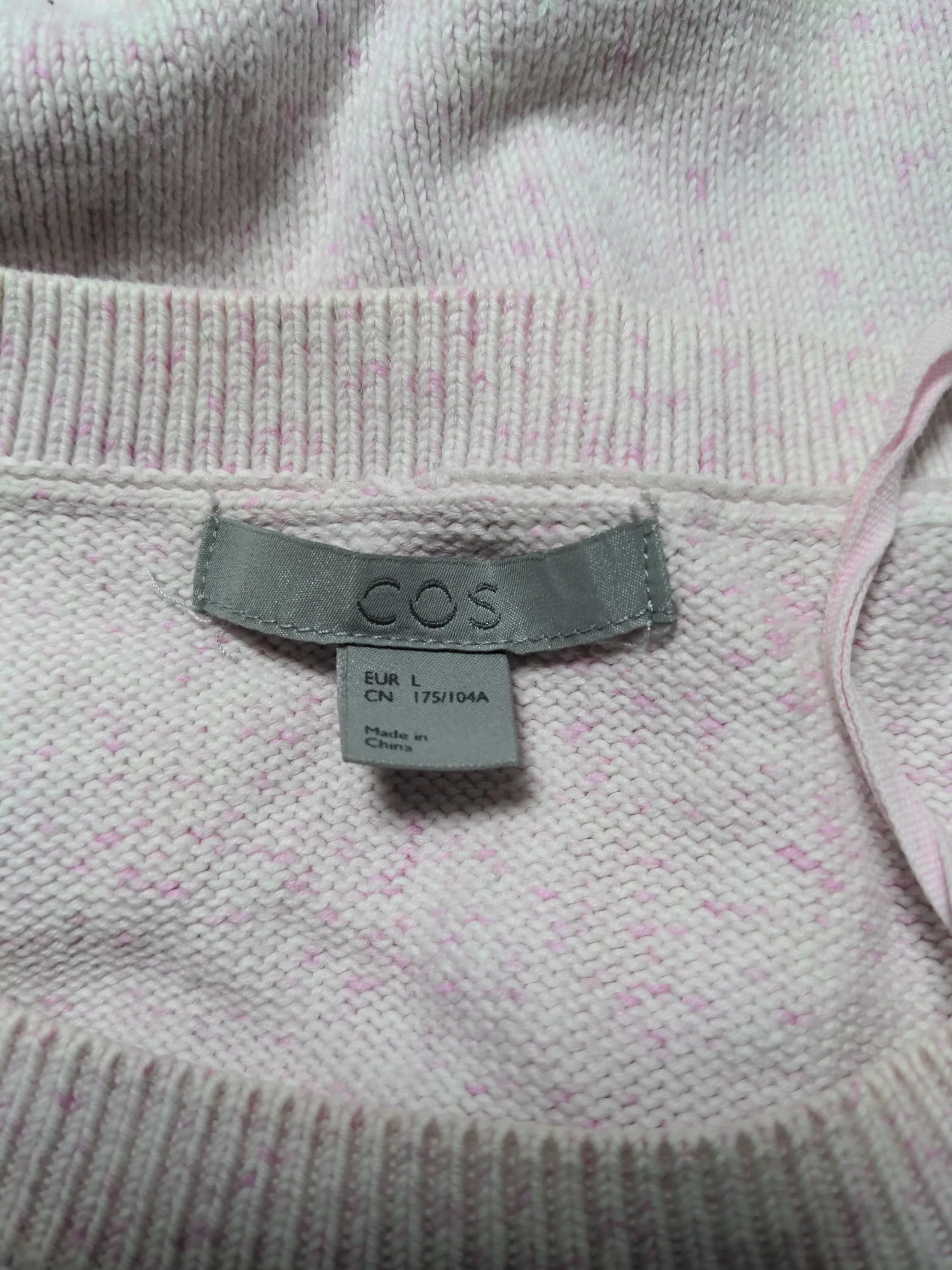 COS Men's Jumper L Pink 100% Cotton Round Neck Pullover - Image 6