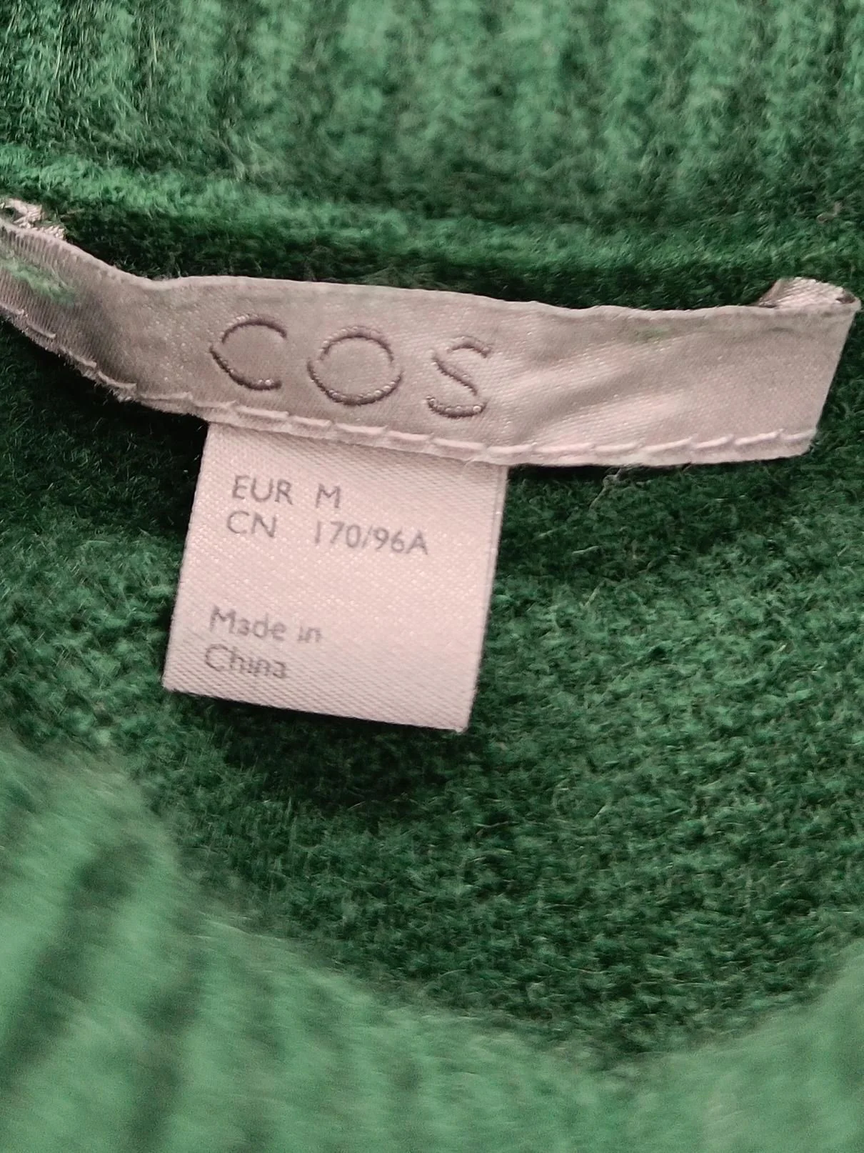 COS Men's Jumper M Green 100% Cashmere Roll Neck Pullover - Image 6