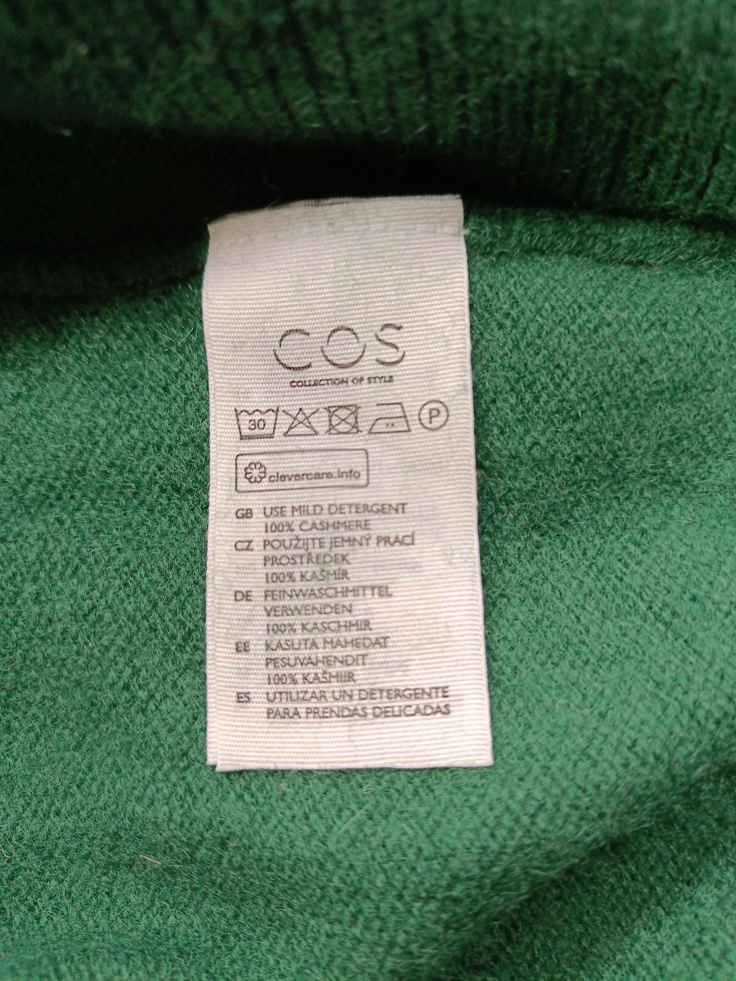 COS Men's Jumper M Green 100% Cashmere Roll Neck Pullover - Image 7